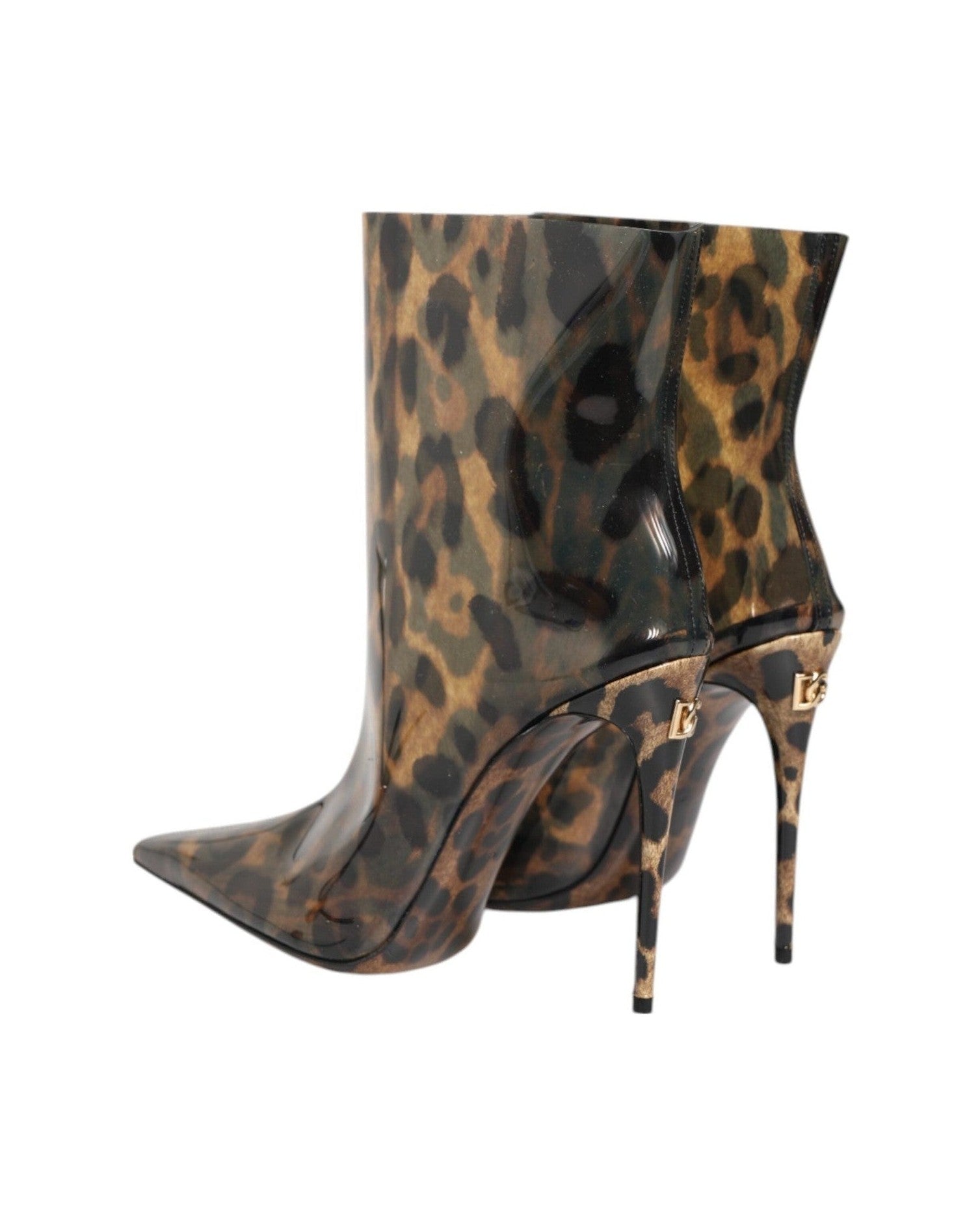 Dolce & Gabbana Leopard Print Pvc Pointed Toe Boots Shoes Boots
