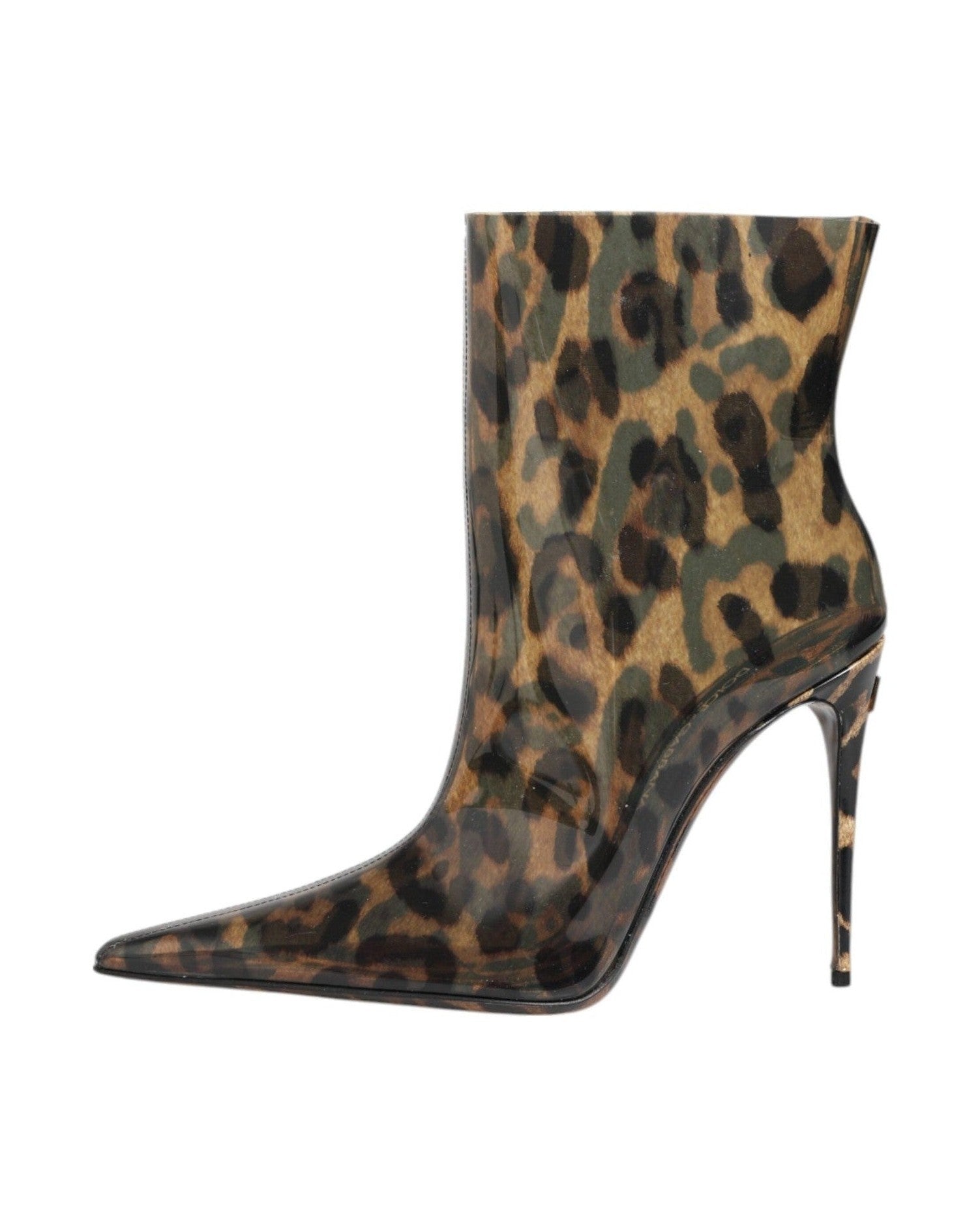 Dolce & Gabbana Leopard Print Pvc Pointed Toe Boots Shoes Boots