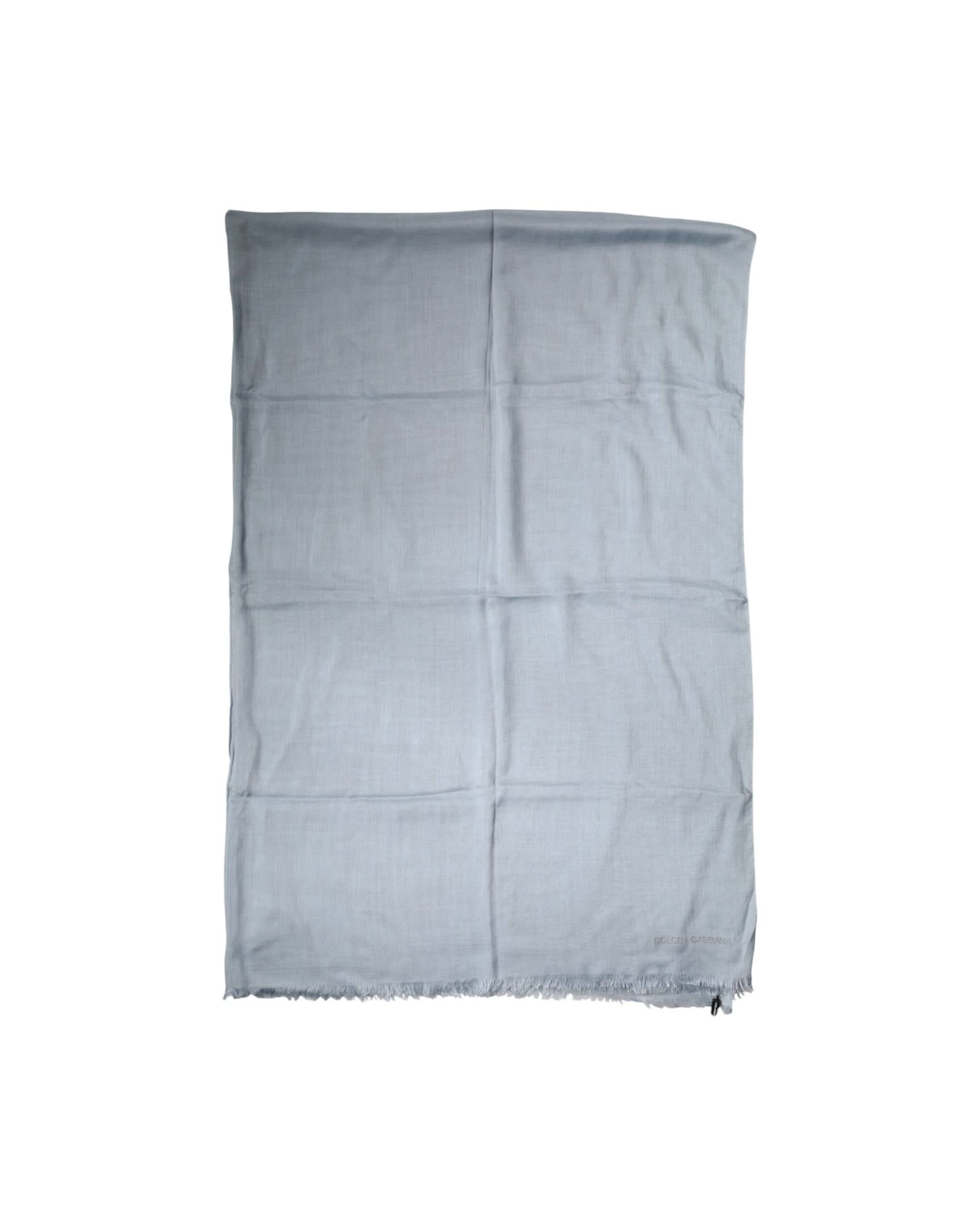 Dolce & Gabbana Light Blue Cashmere Knitted Shawl Scarves & Shawls