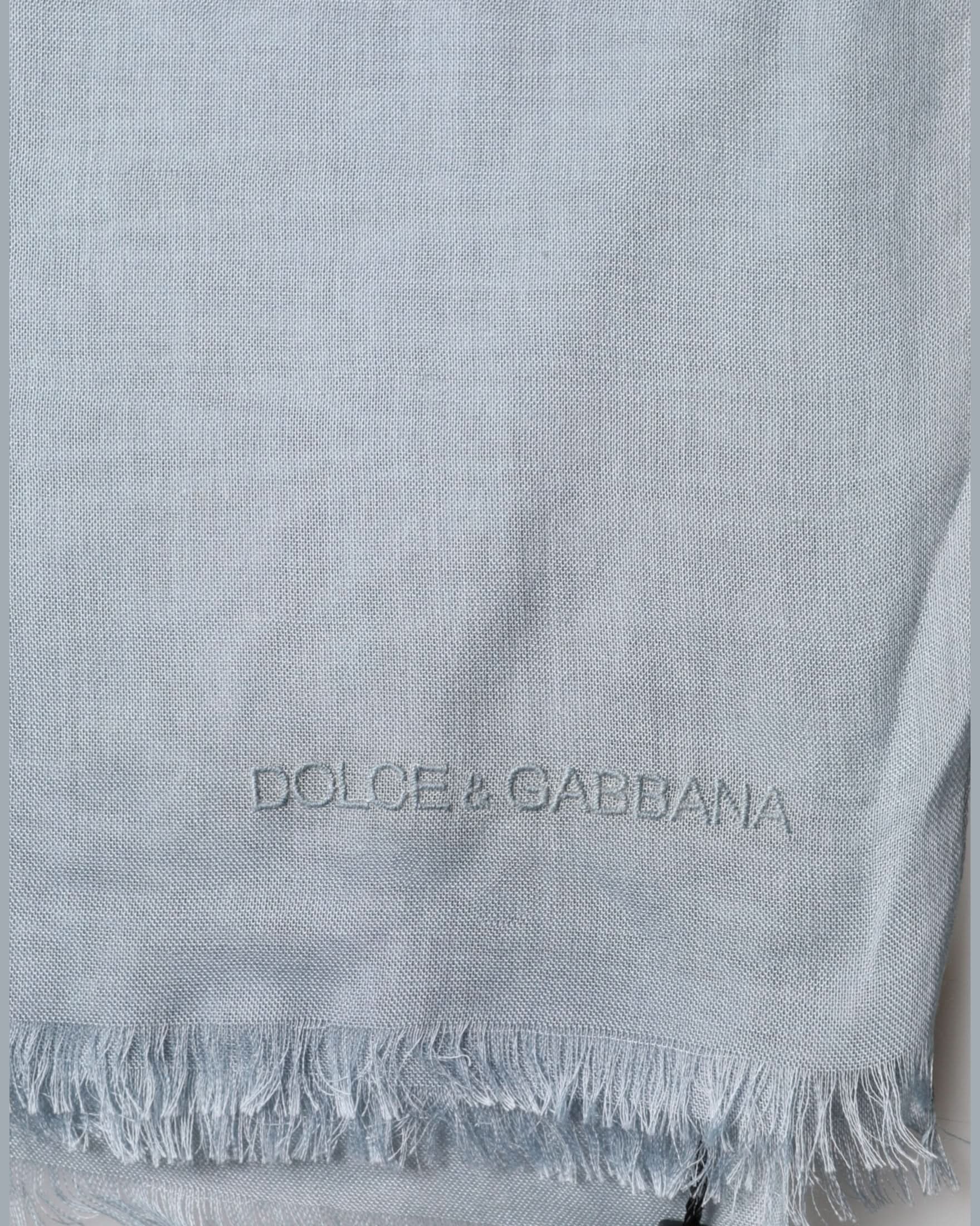 Dolce & Gabbana Light Blue Cashmere Knitted Shawl Scarves & Shawls