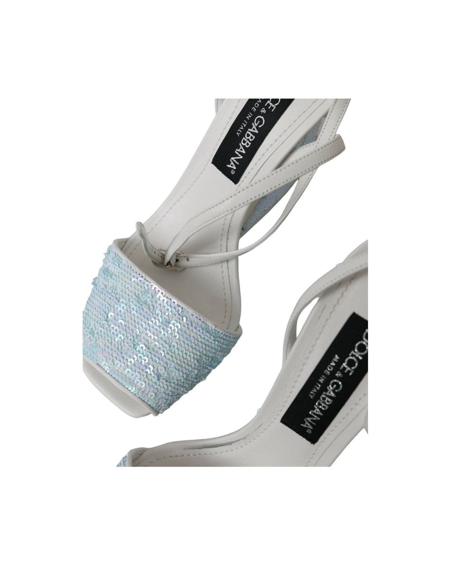 Dolce & Gabbana Light Blue Sequin Ankle Strap Sandals Shoes Glam Steals