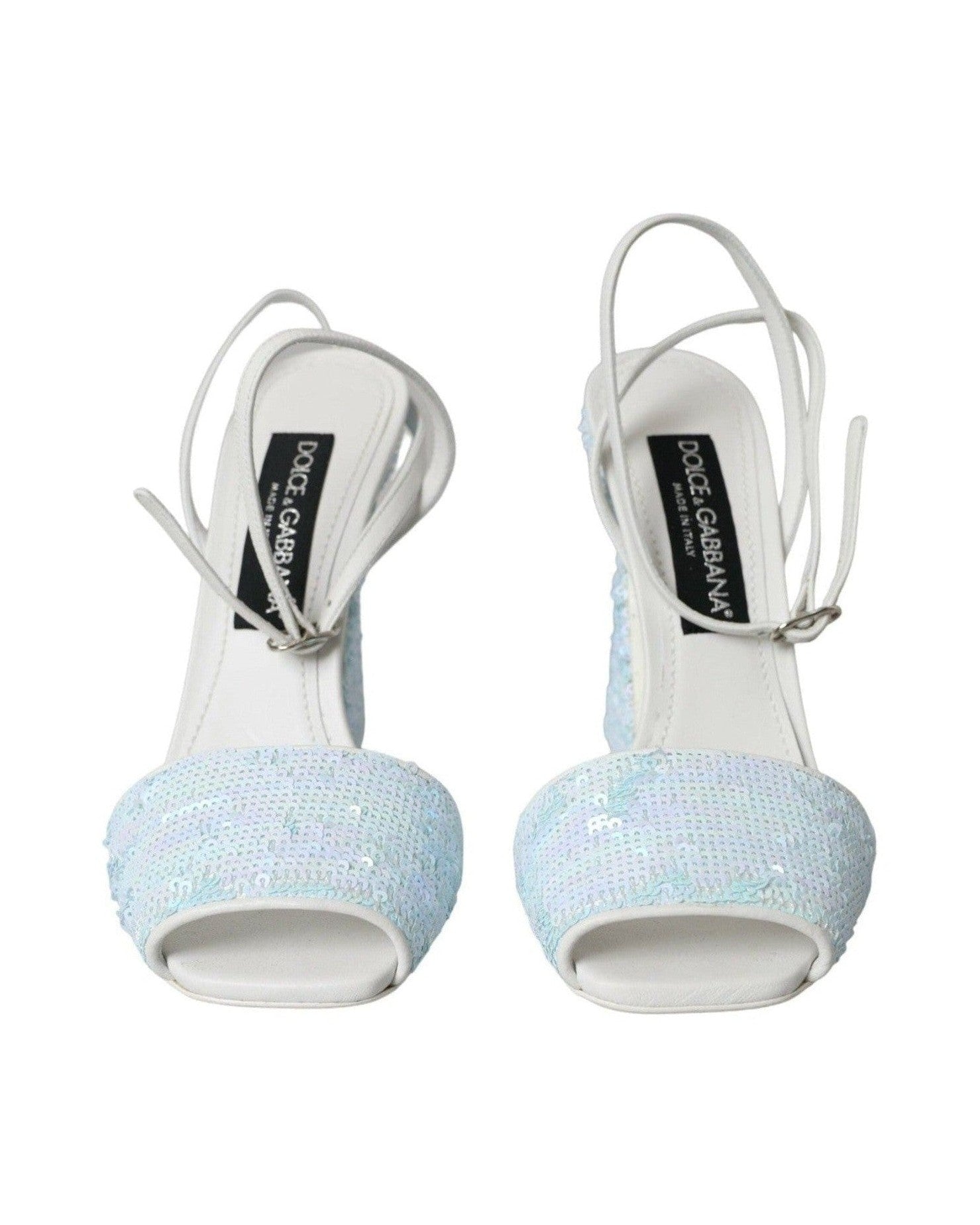 Dolce & Gabbana Light Blue Sequin Ankle Strap Sandals Shoes Glam Steals