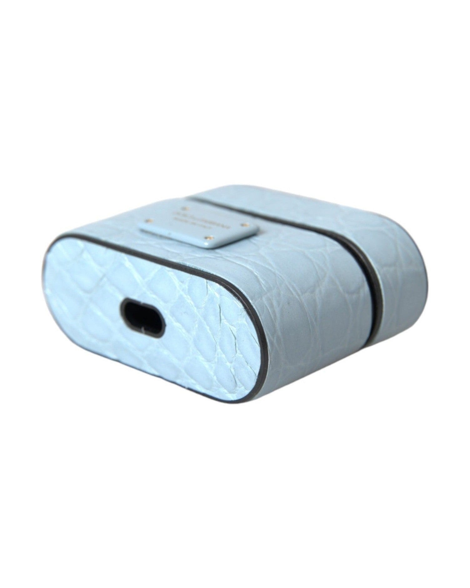 Dolce & Gabbana Light Leather Metal Logo Plaque Airpods Blue Case Glam Steals