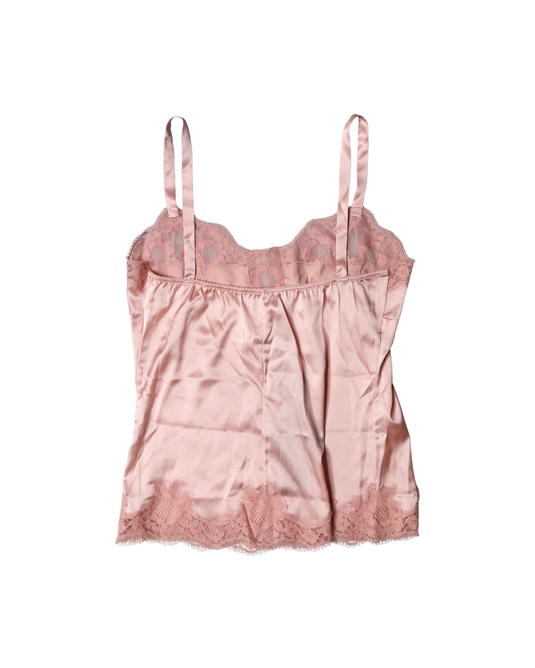 Dolce & Gabbana Light Pink Lace Floral Lingerie Top