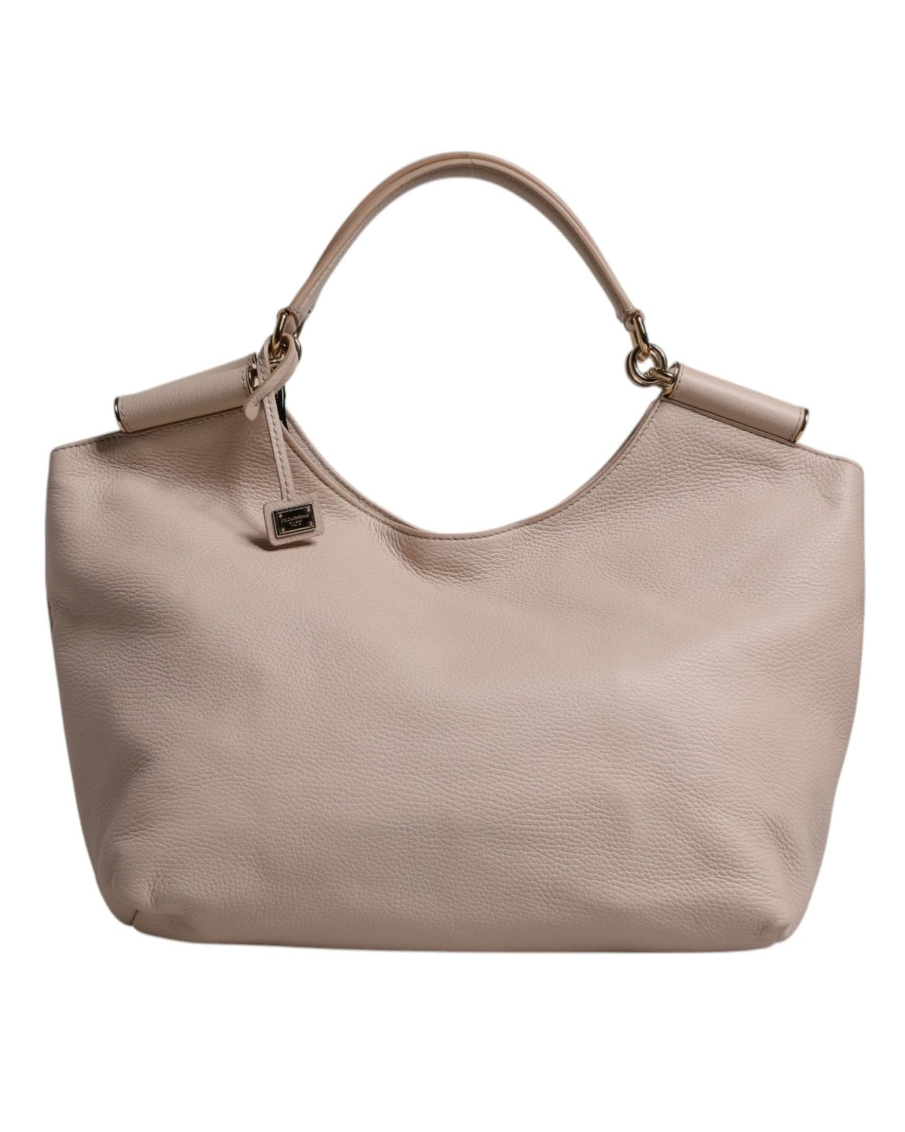Dolce & Gabbana Light Pink Leather Logo Plaque Tote Shoulder Borse Bag Glam Steals