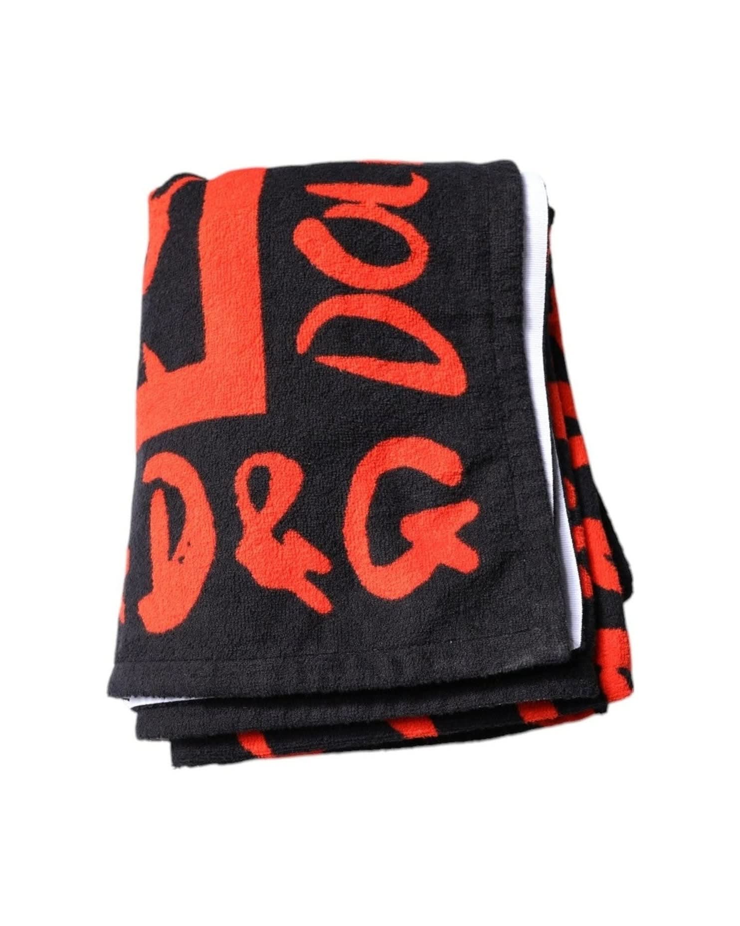 Dolce & Gabbana Red Logo Print Cotton Beach Towel Beach Towels