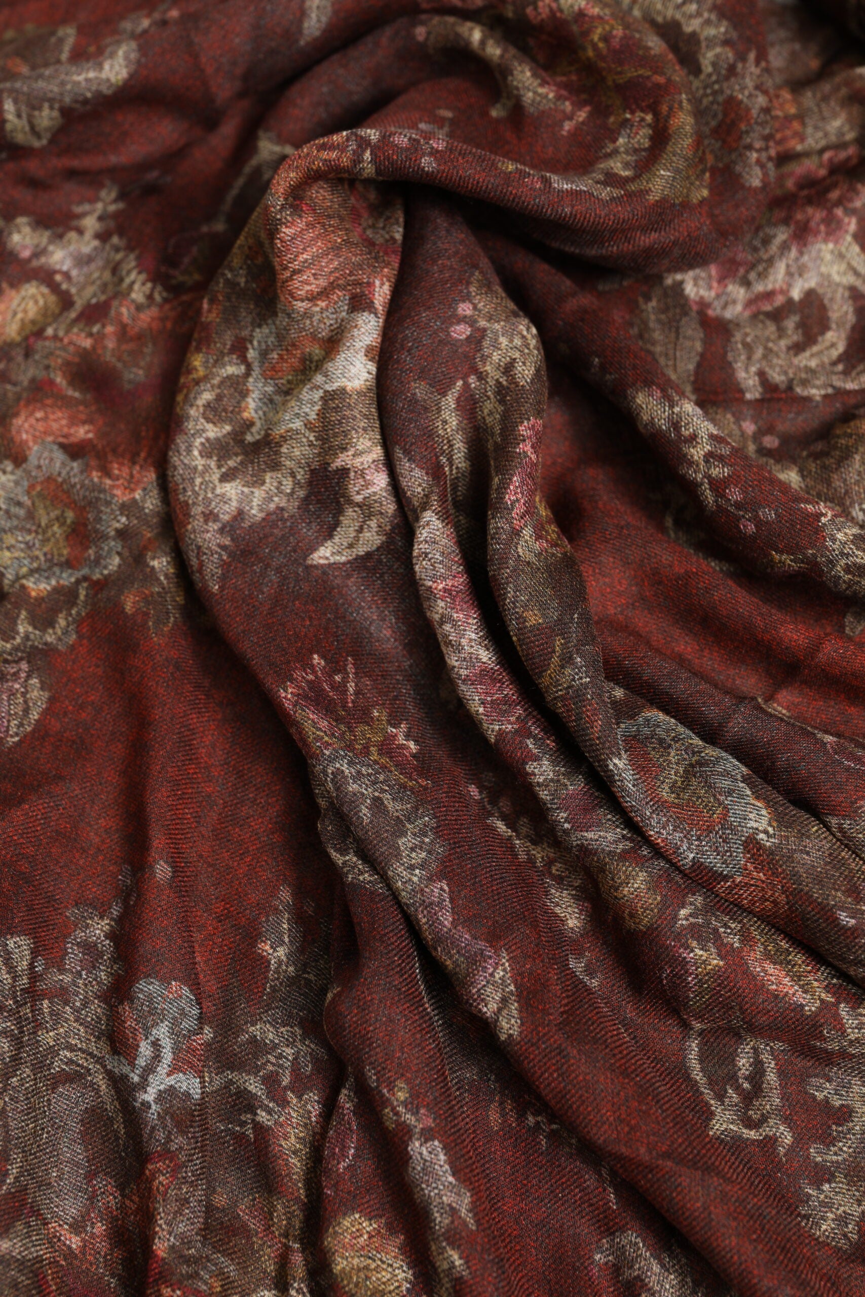 Dolce & Gabbana Maroon Floral Neck Warmer Foulard Scarf Glam Steals