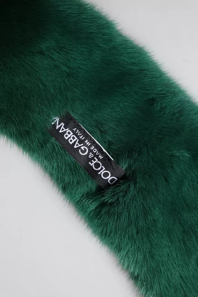 Dolce & Gabbana Mink Fur Collar Women Neck Wrap Green Scarf Glam Steals