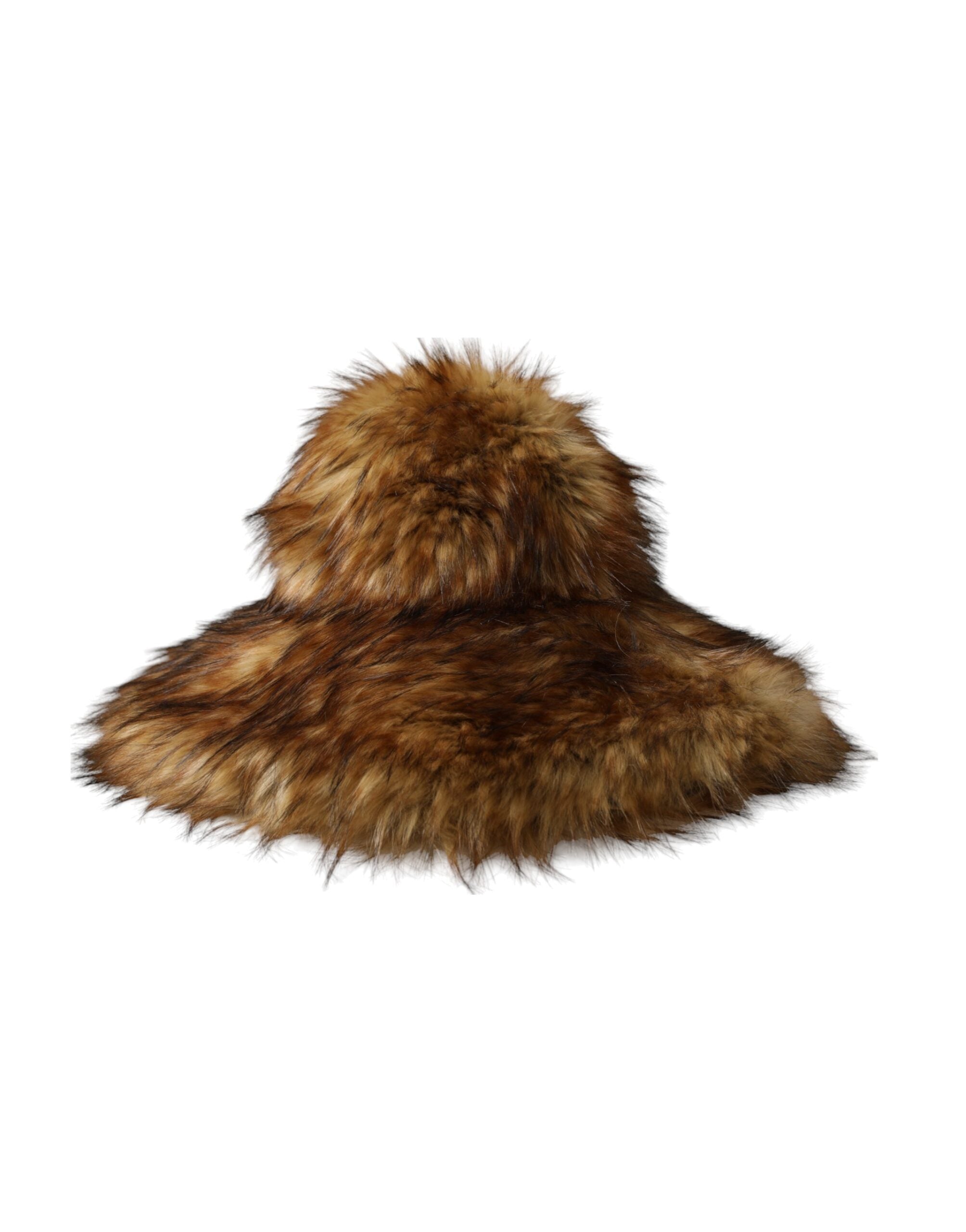 Dolce & Gabbana Modacrylic Faux Fur Bucket Brown Hat Glam Steals