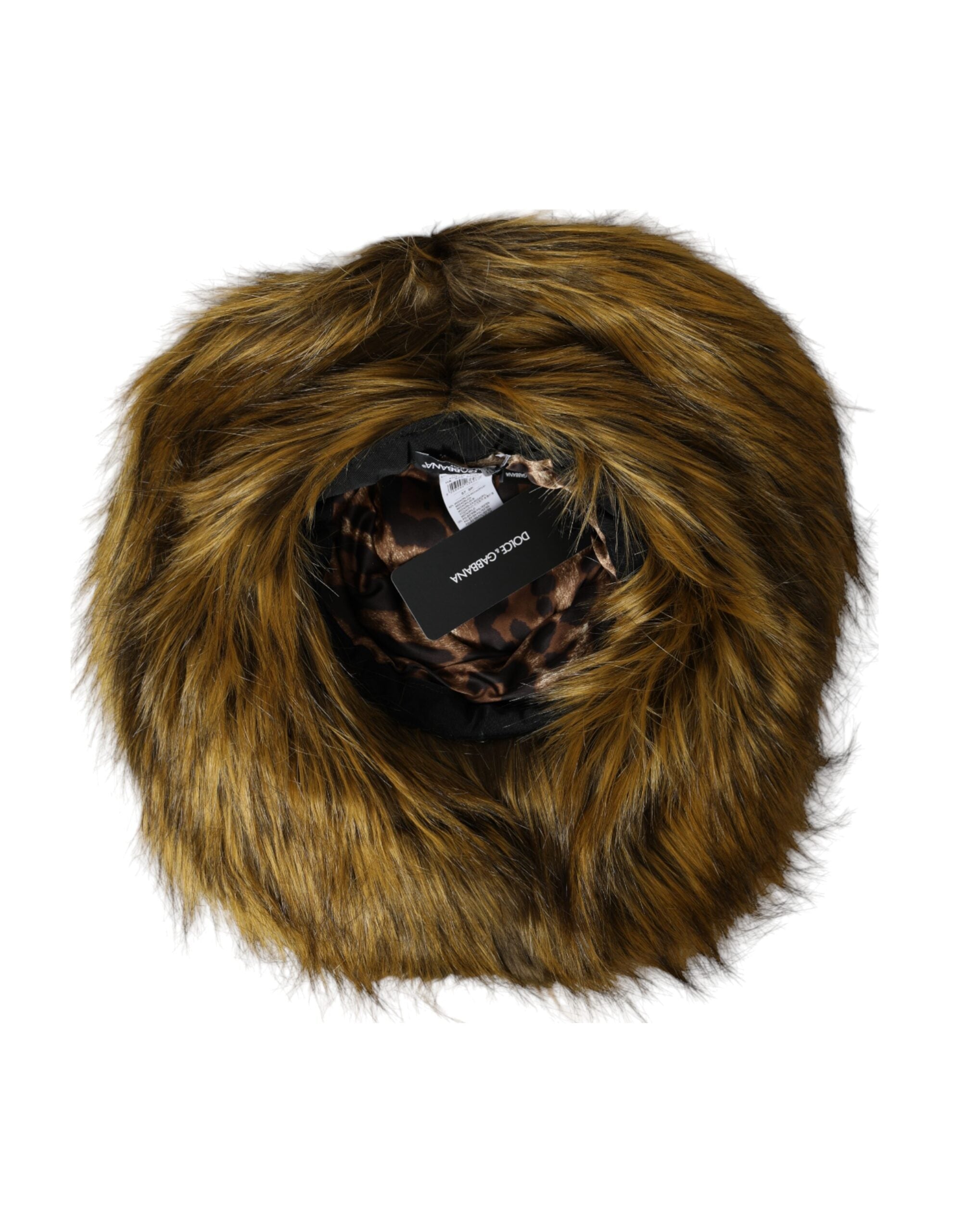 Dolce & Gabbana Modacrylic Faux Fur Bucket Brown Hat Glam Steals