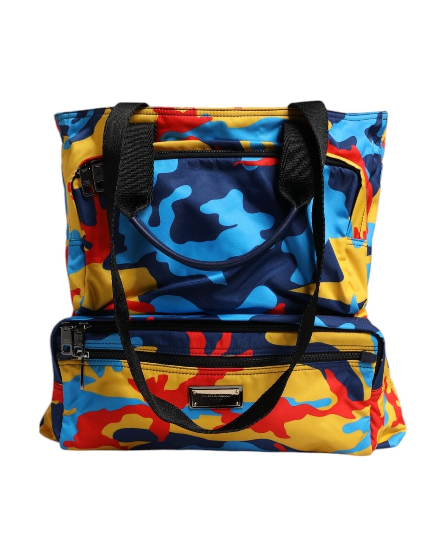 Dolce & Gabbana Multicolor Camouflage Nylon Shopping Tote Bag Handbags