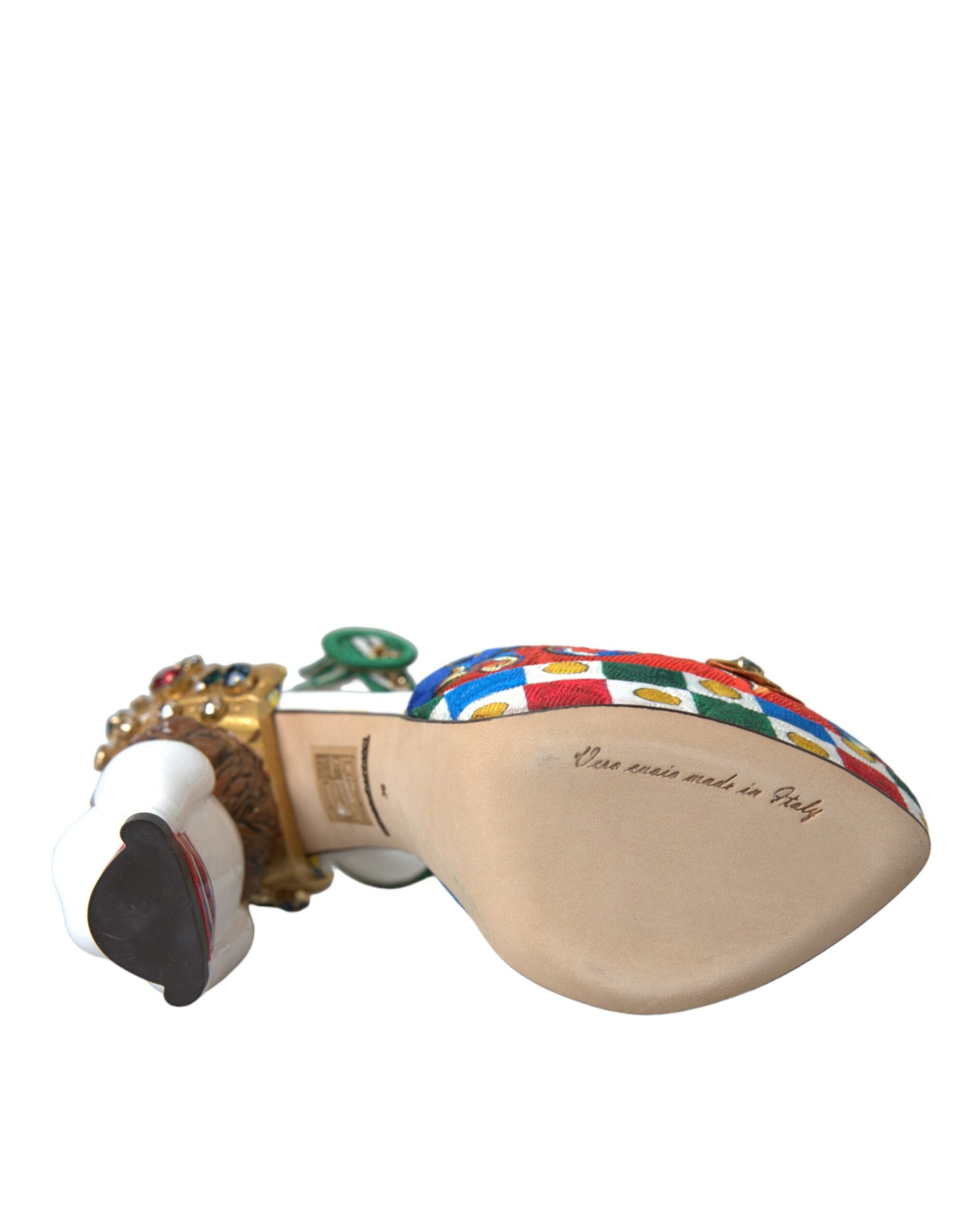 Dolce & Gabbana Multicolor Carretto Embellished Sandals Shoes Glam Steals