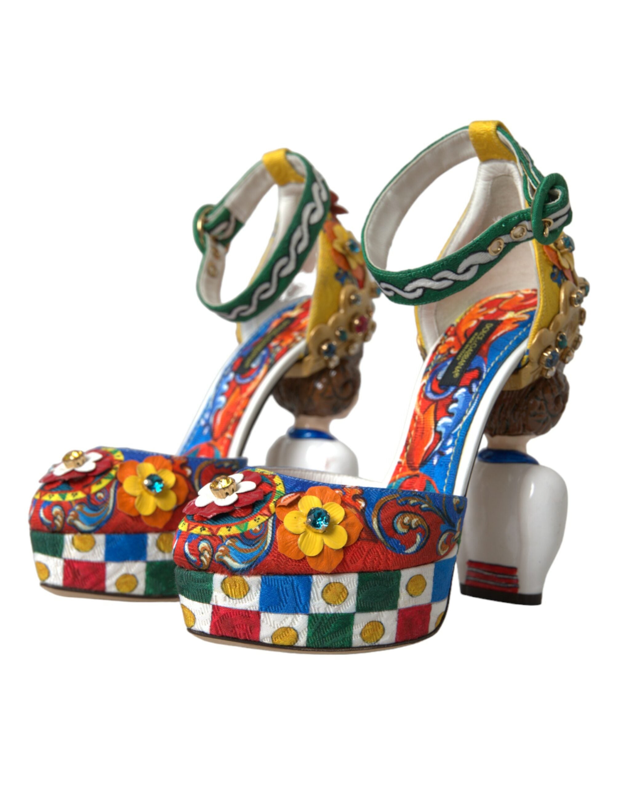 Dolce & Gabbana Multicolor Carretto Embellished Sandals Shoes Glam Steals