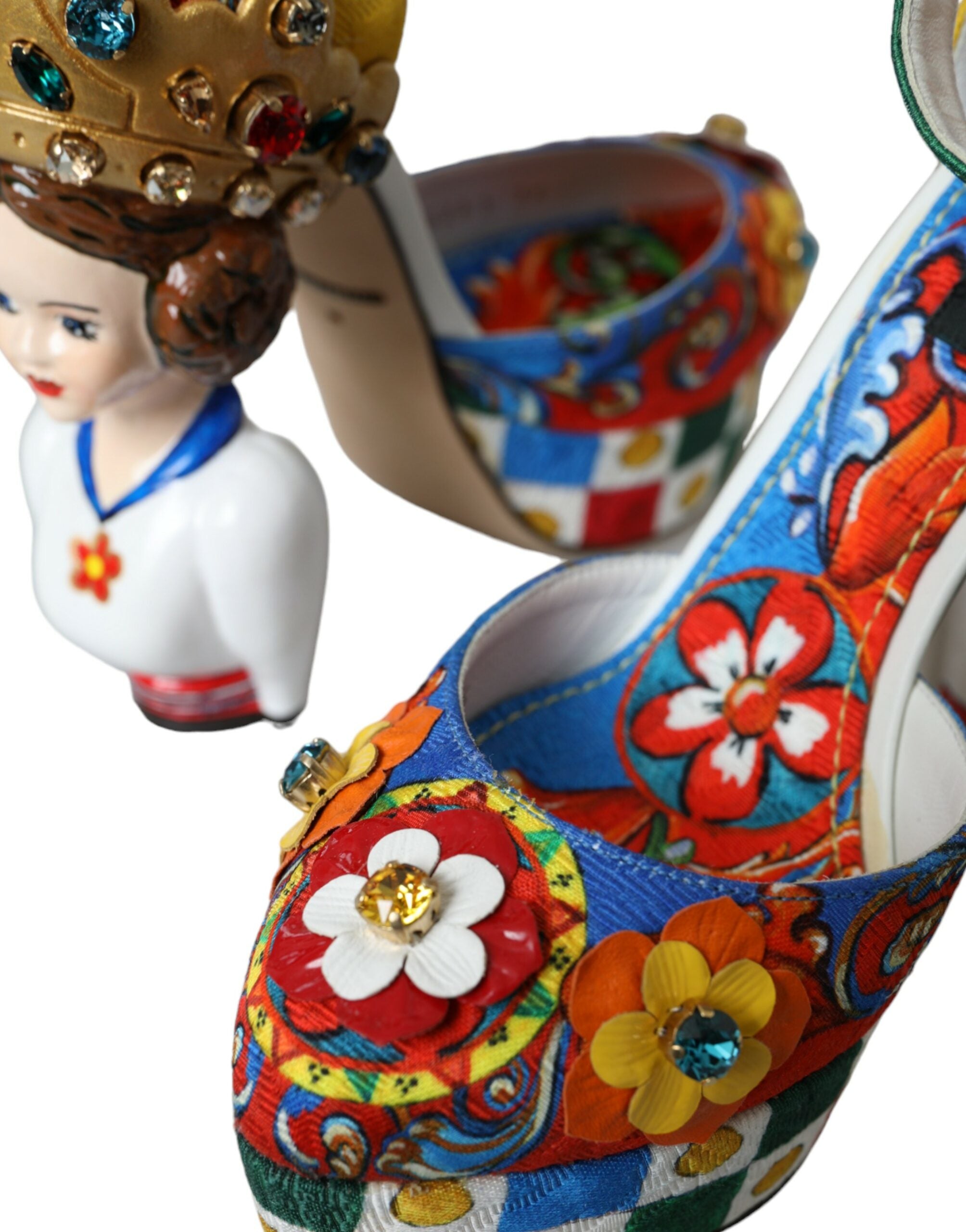 Dolce & Gabbana Multicolor Carretto Embellished Sandals Shoes Glam Steals