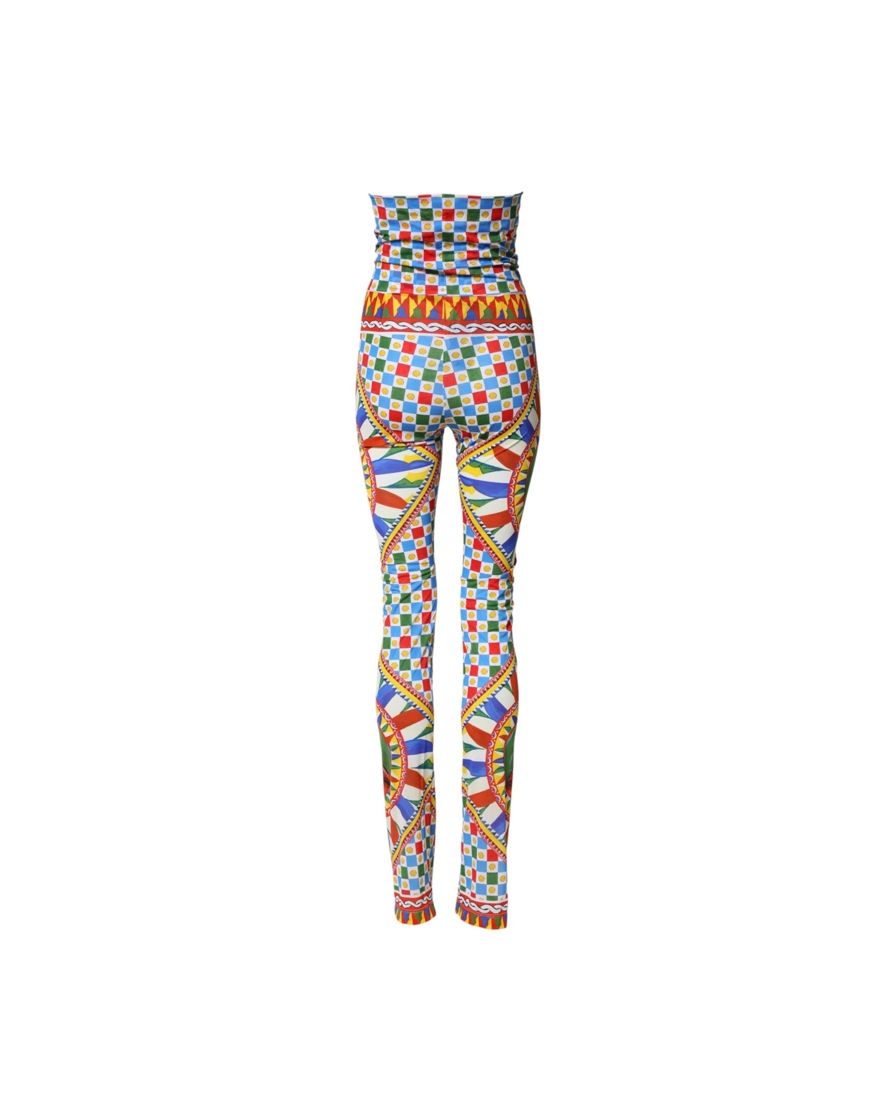 Dolce & Gabbana Multicolor Carretto Leggings High Waist Pant Glam Steals
