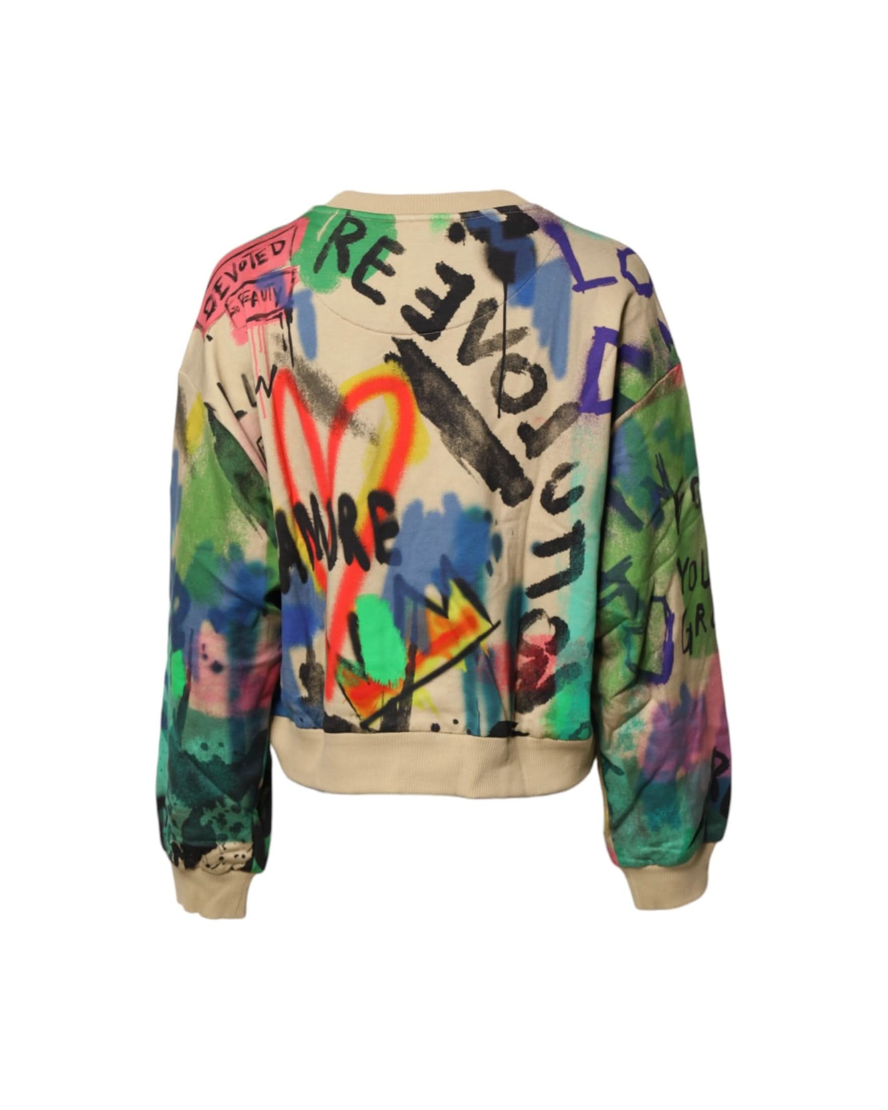 Dolce & Gabbana Multicolor Cotton Print Pullover Sweater Sweaters