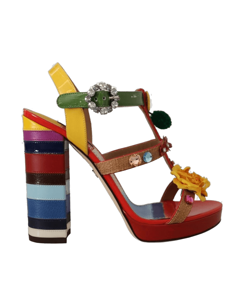 Dolce & Gabbana Multicolor Cotton Sandals Heels
