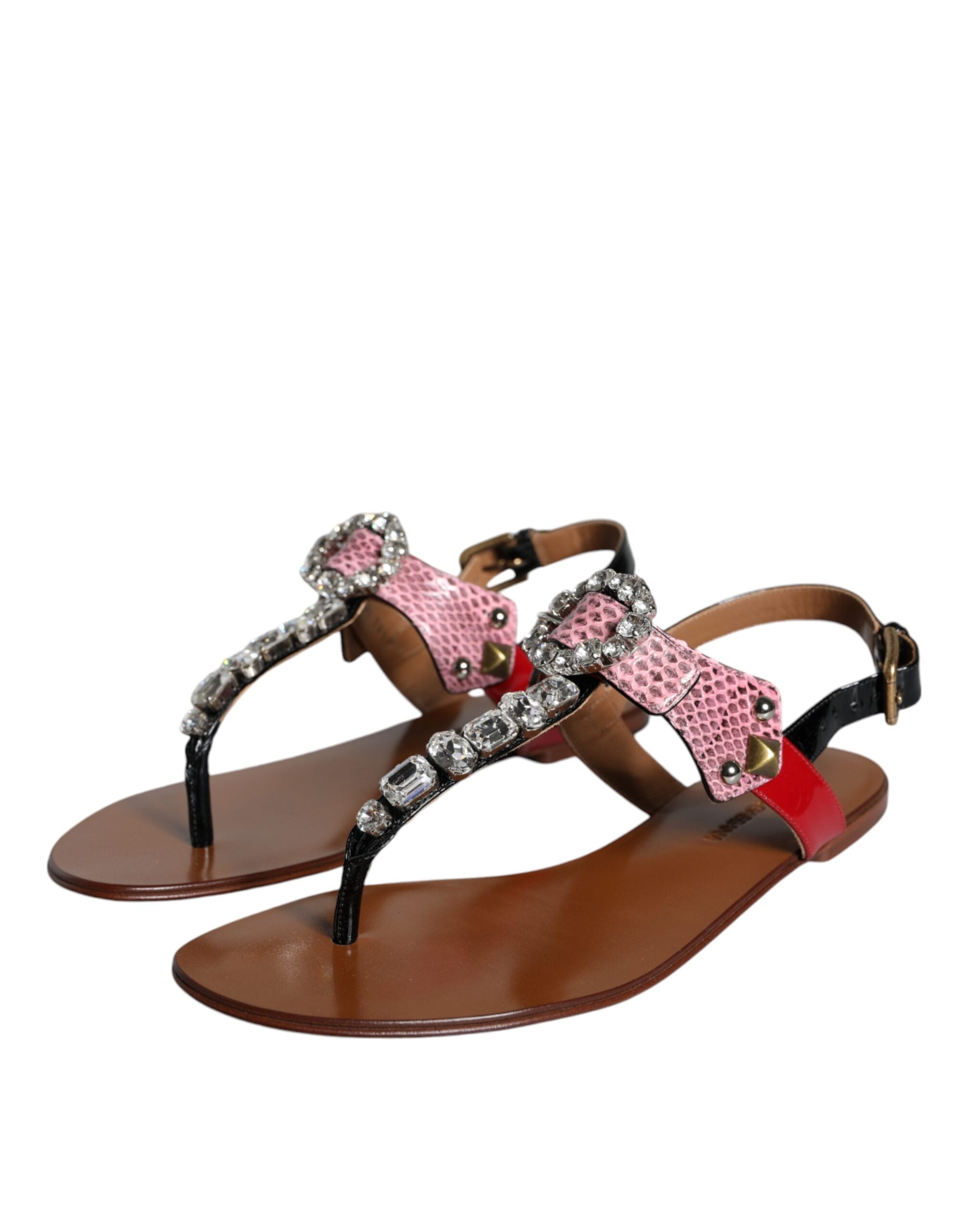 Dolce & Gabbana Multicolor Crystal Sandals Flip Flops Shoes Glam Steals