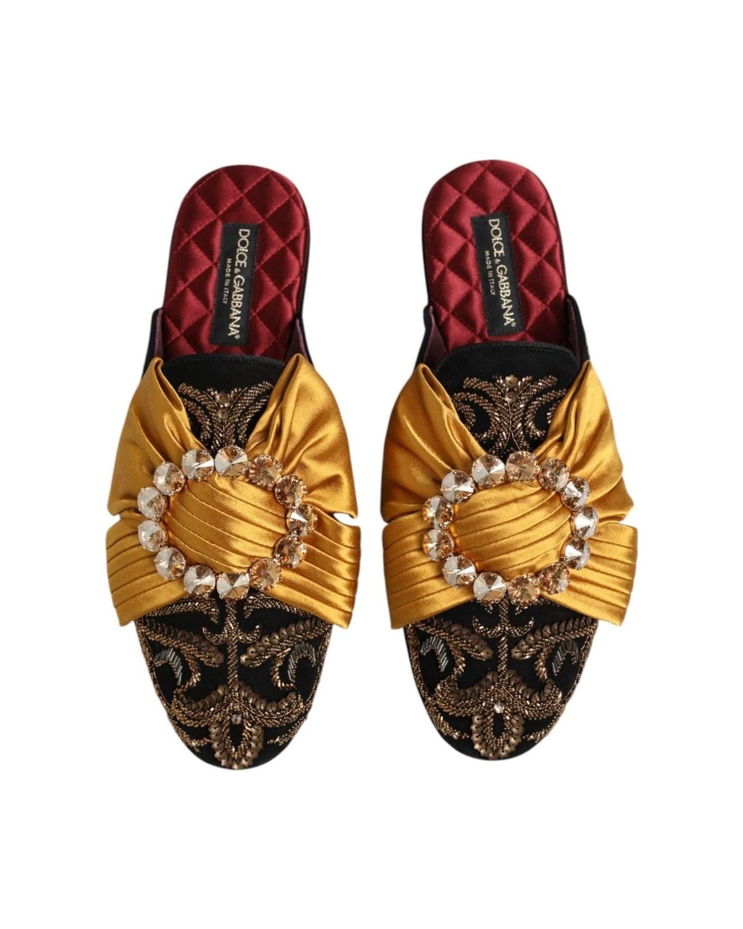 Dolce & Gabbana Multicolor Embellished Flat Sandals Shoes Sandals