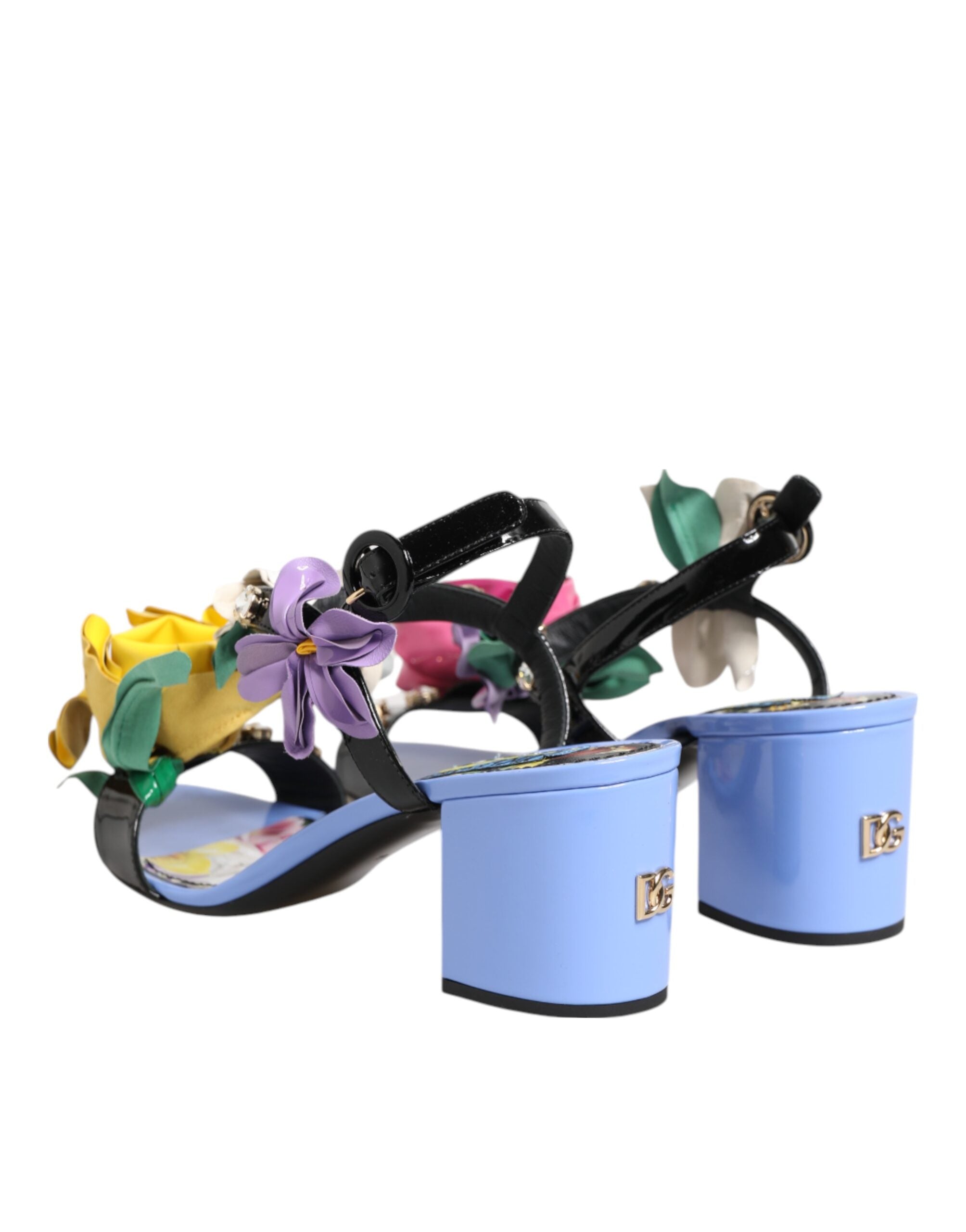 Dolce & Gabbana Multicolor Floral Appliqué Crystal Sandals Shoes Glam Steals