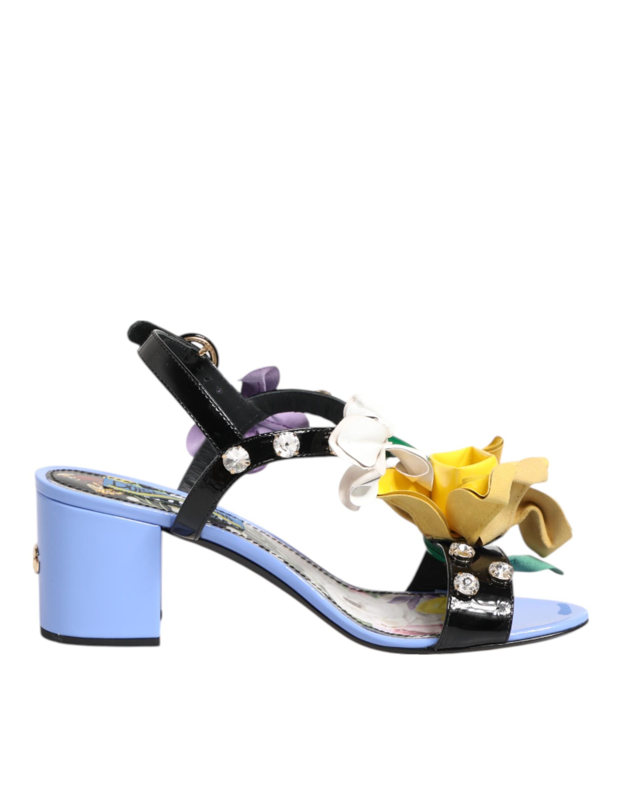 Dolce & Gabbana Multicolor Floral Appliqué Crystal Sandals Shoes Glam Steals