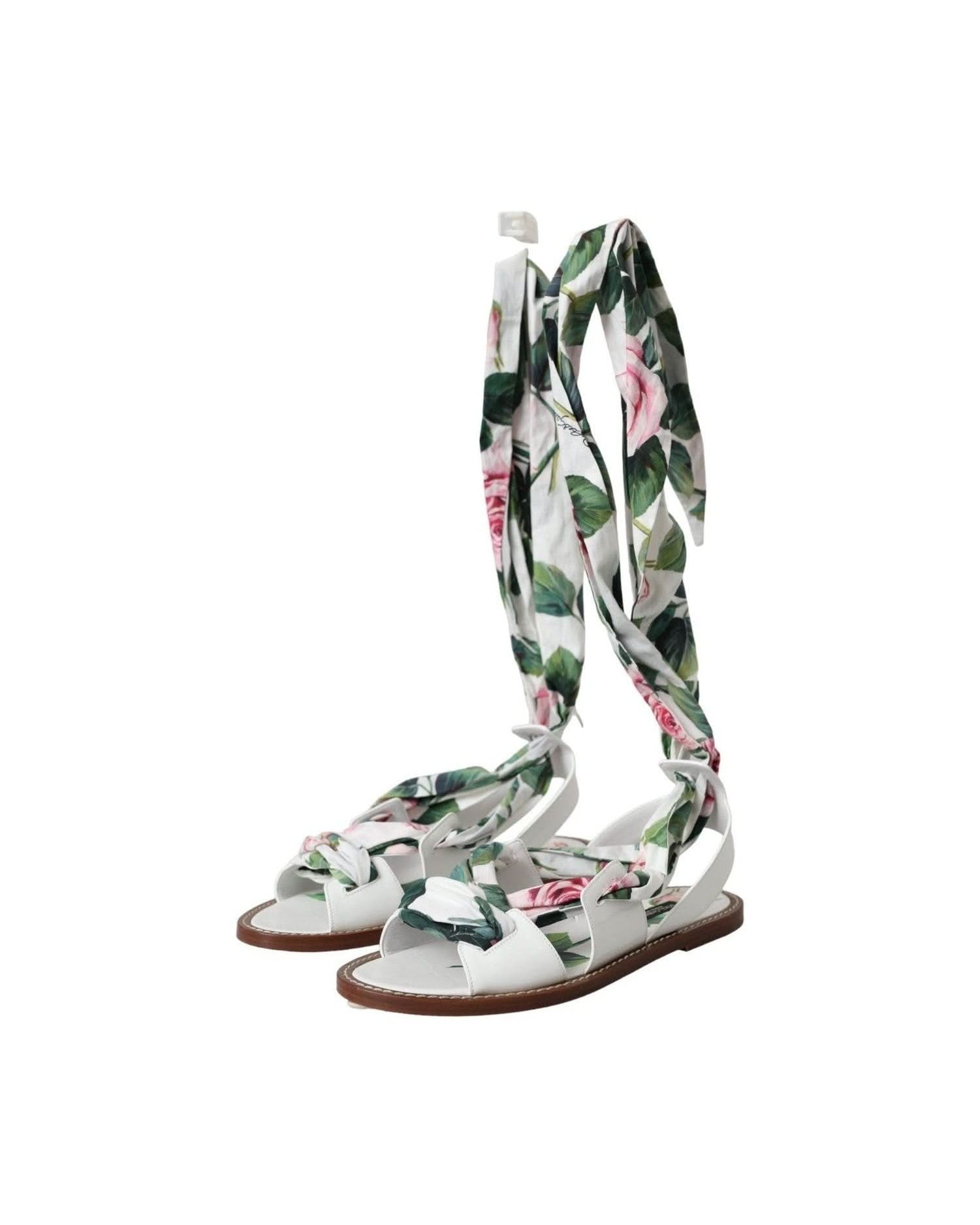 Dolce & Gabbana Multicolor Floral Print Ankle Wrap Sandals Shoes Sandals