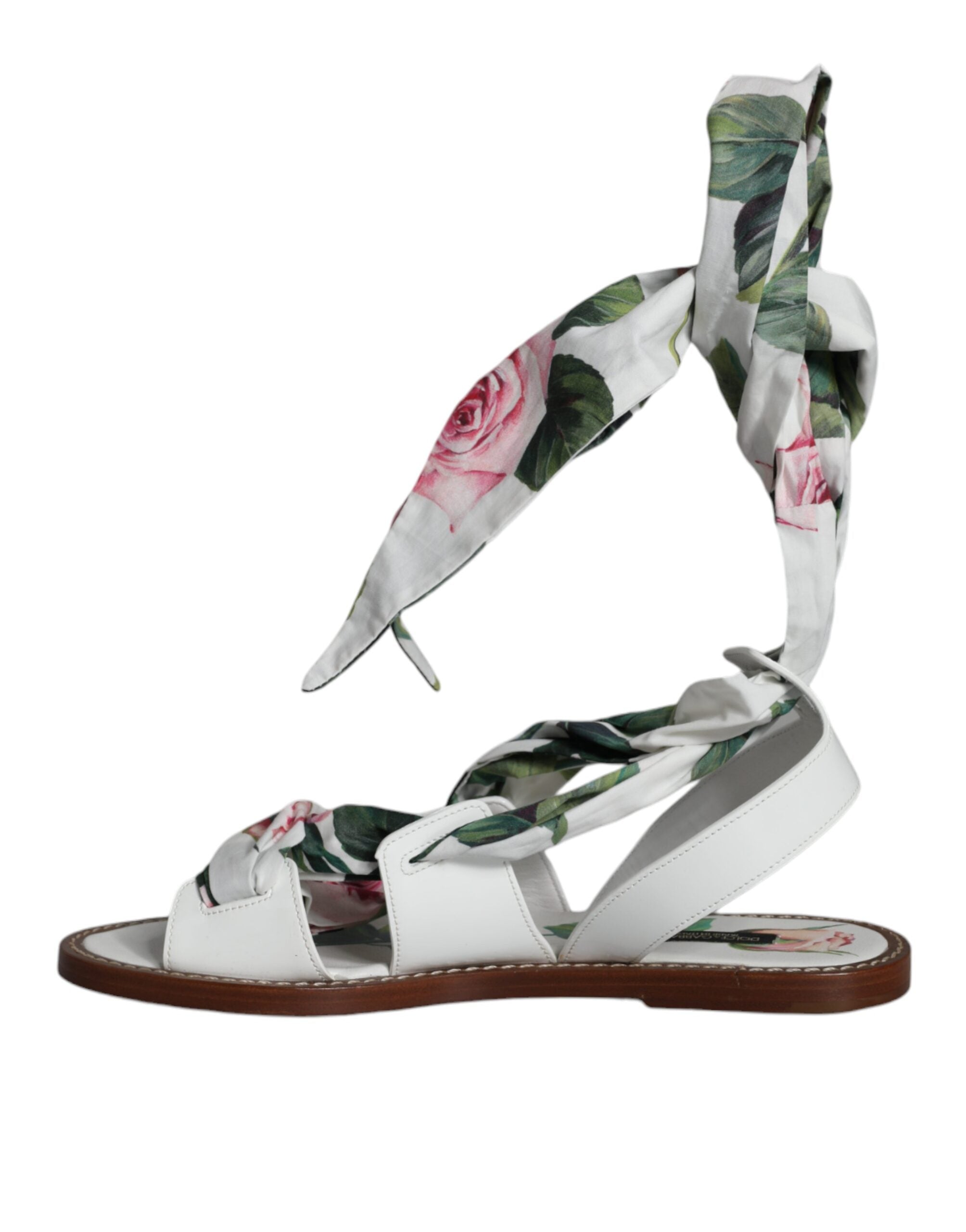 Dolce & Gabbana Multicolor Floral Print Ankle Wrap Sandals Shoes Glam Steals