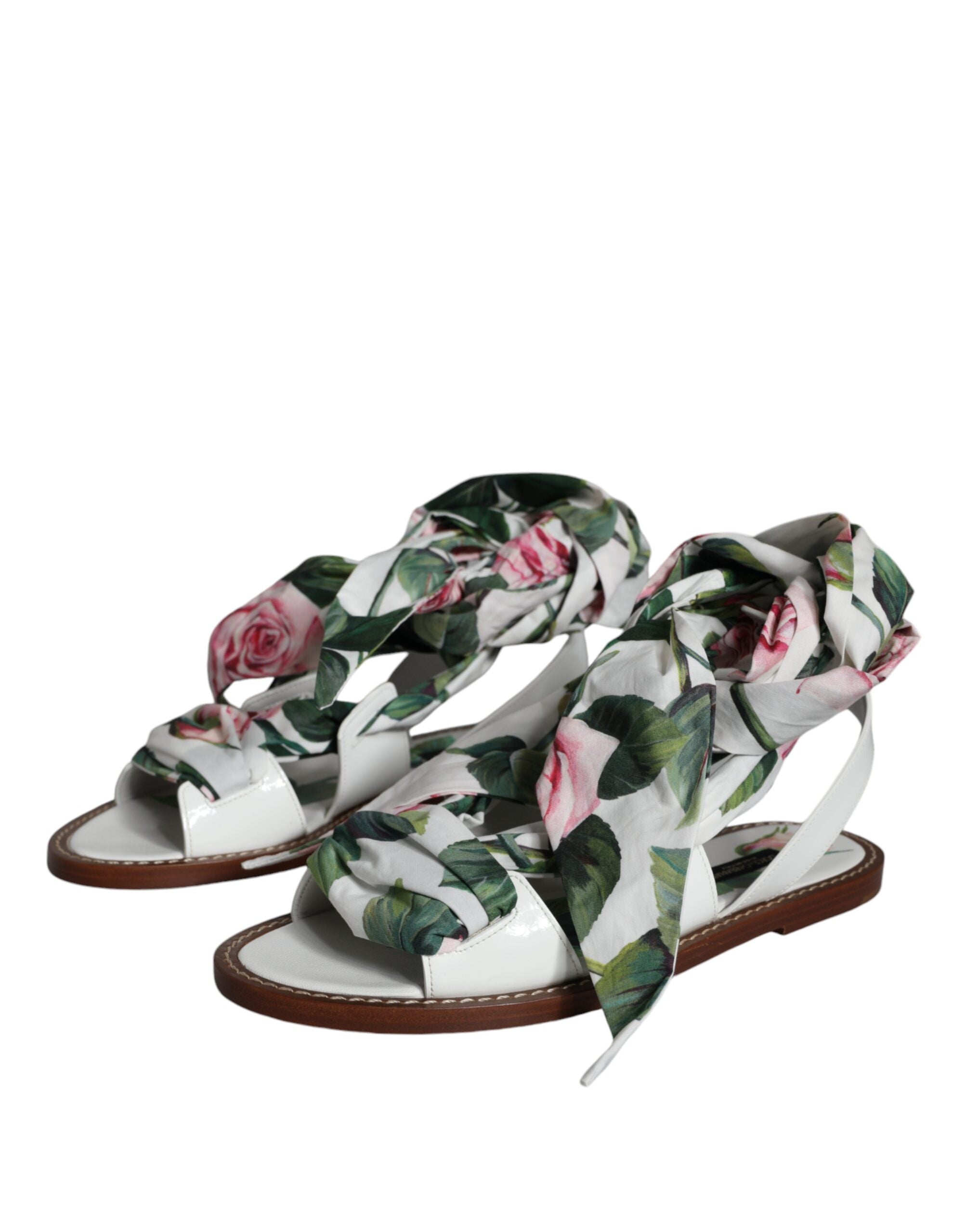 Dolce & Gabbana Multicolor Floral Print Ankle Wrap Sandals Shoes Glam Steals
