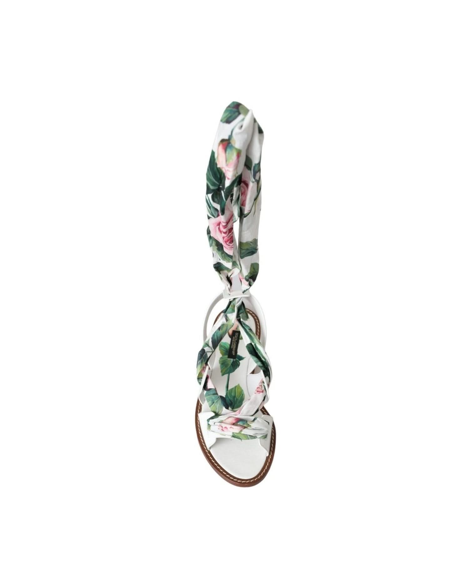 Dolce & Gabbana Multicolor Floral Print Ankle Wrap Sandals Shoes Sandals