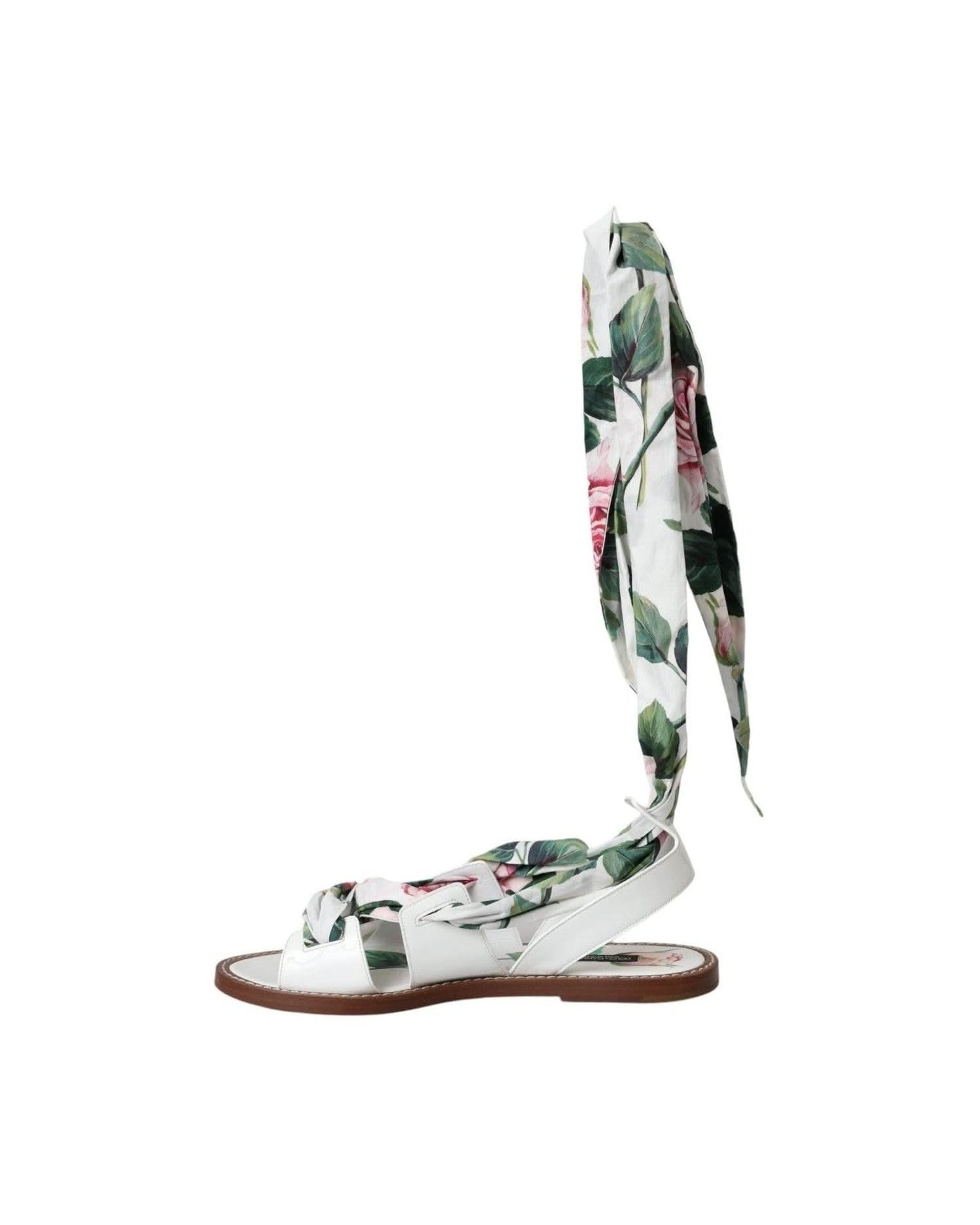 Dolce & Gabbana Multicolor Floral Print Ankle Wrap Sandals Shoes Sandals