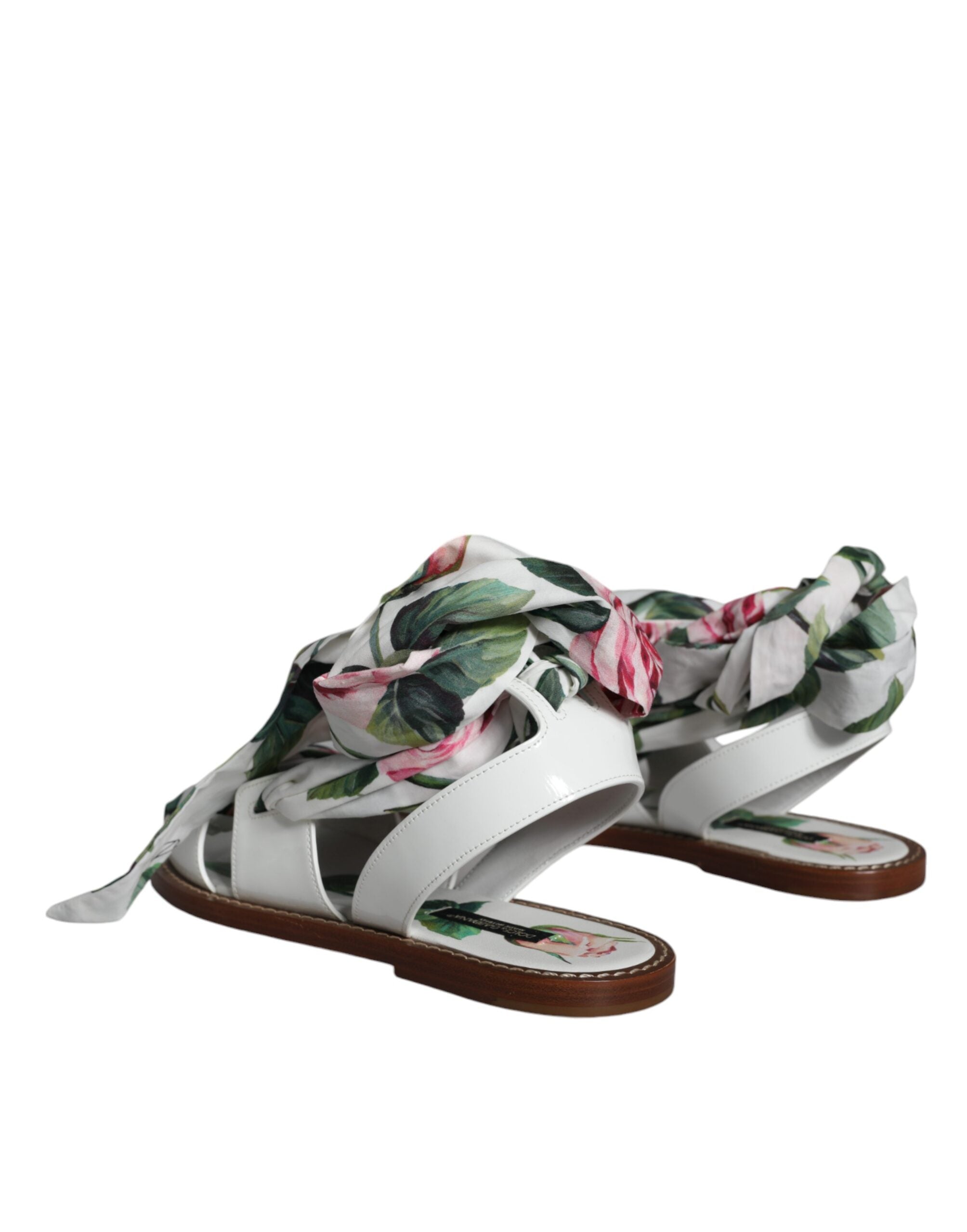 Dolce & Gabbana Multicolor Floral Print Ankle Wrap Sandals Shoes Glam Steals