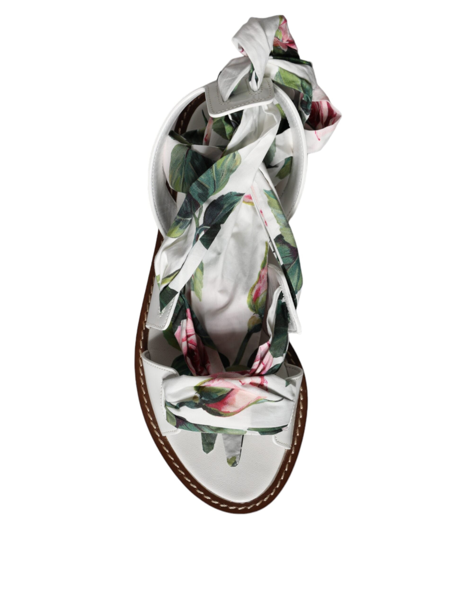 Dolce & Gabbana Multicolor Floral Print Ankle Wrap Sandals Shoes Glam Steals