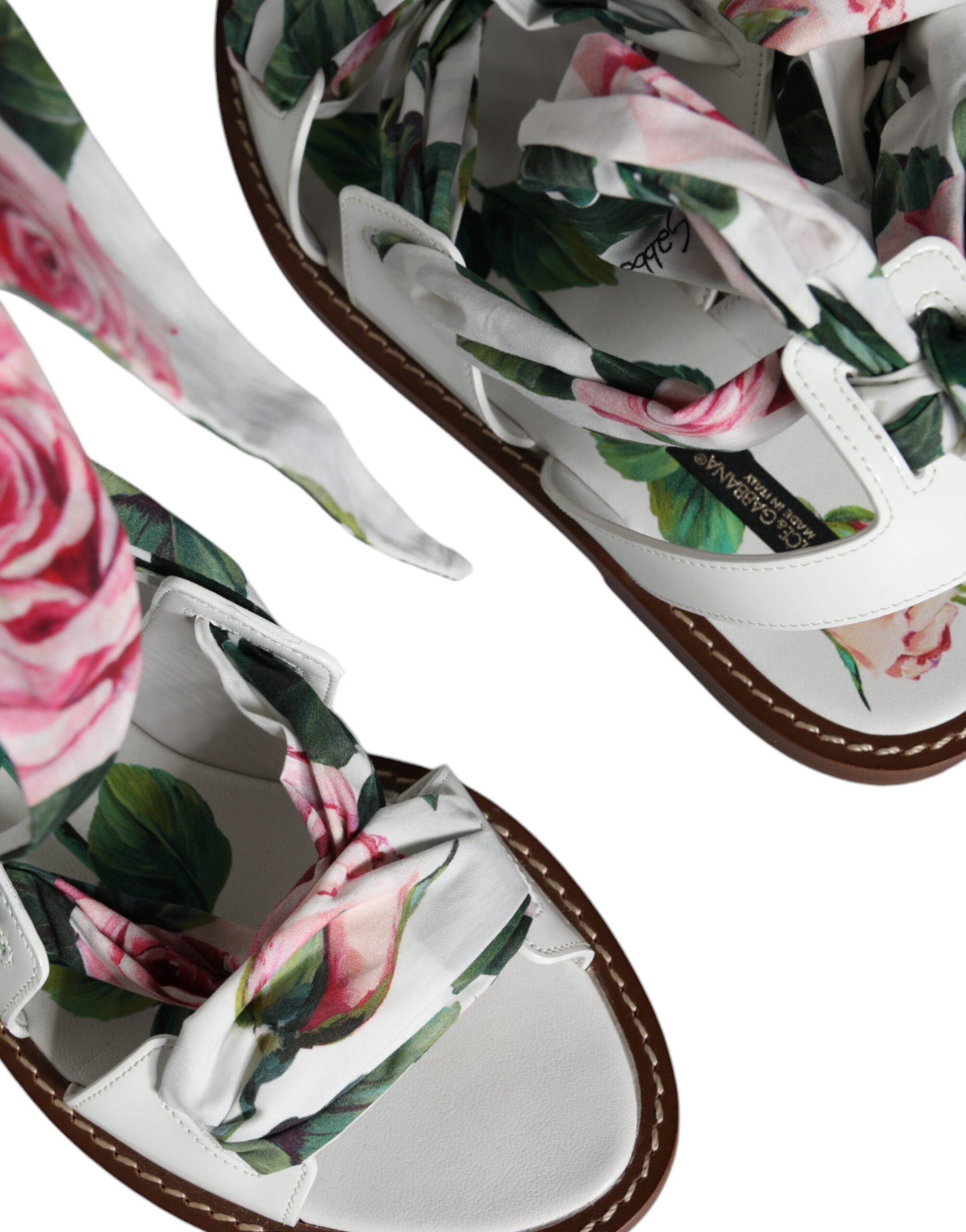 Dolce & Gabbana Multicolor Floral Print Ankle Wrap Sandals Shoes Glam Steals