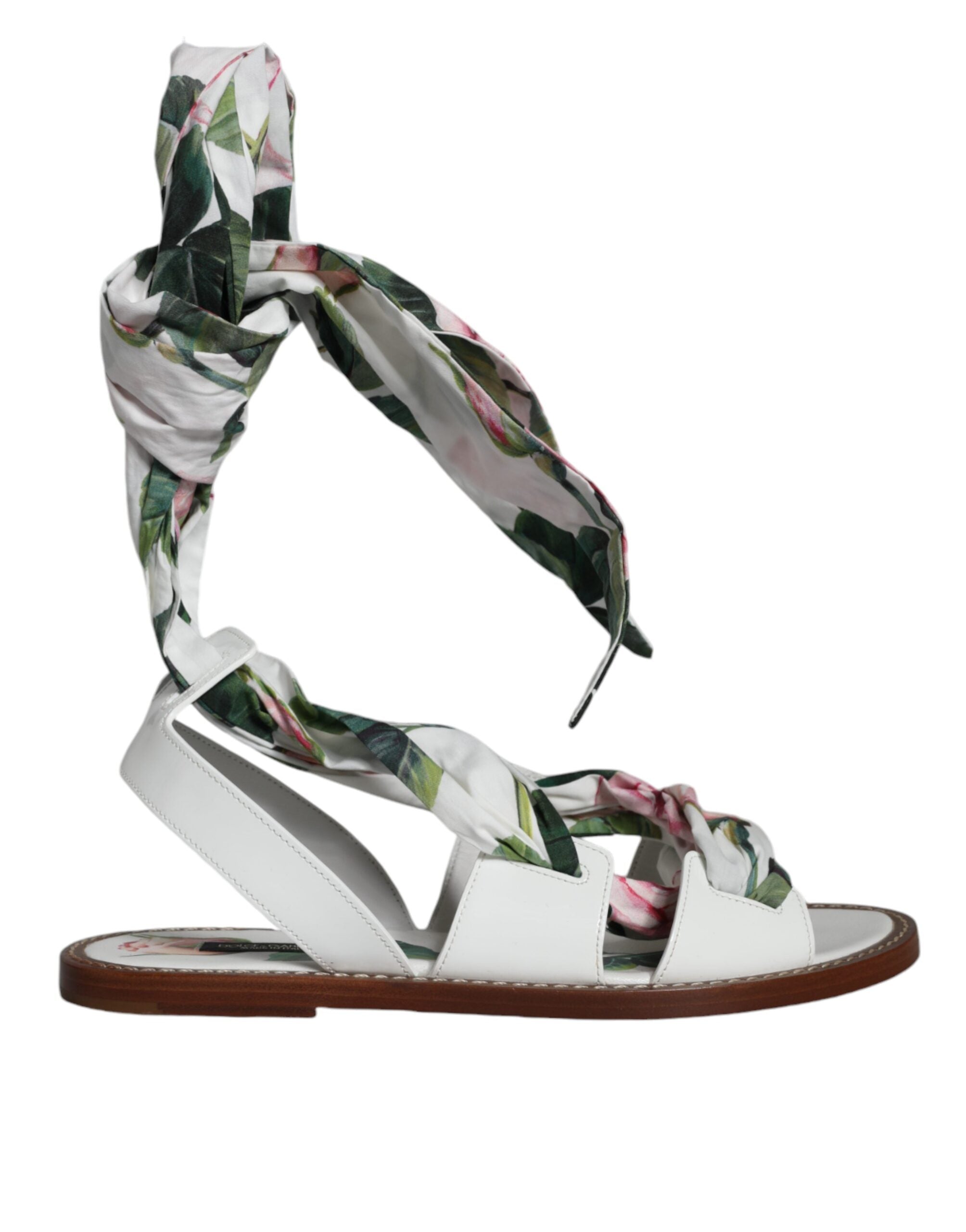 Dolce & Gabbana Multicolor Floral Print Ankle Wrap Sandals Shoes Glam Steals