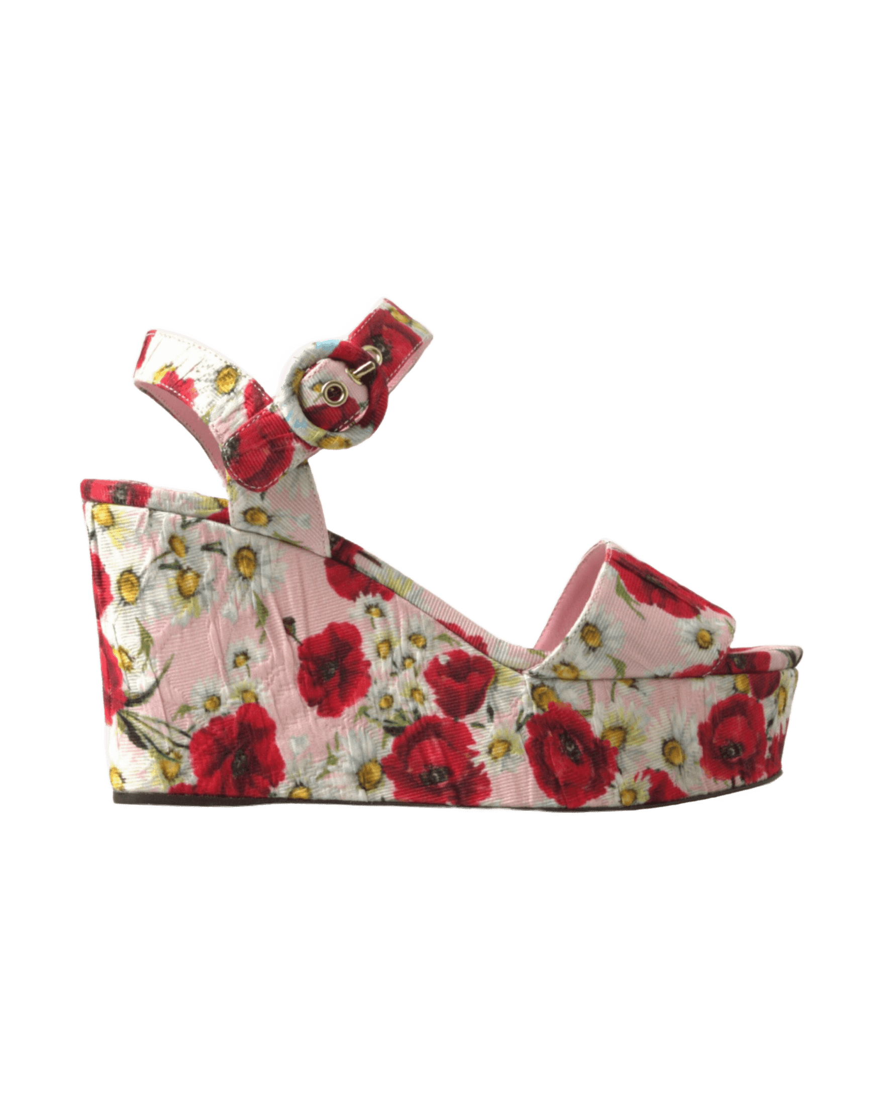 Dolce & Gabbana Multicolor Floral Print Wedges Ankle Strap Sandals Glam Steals
