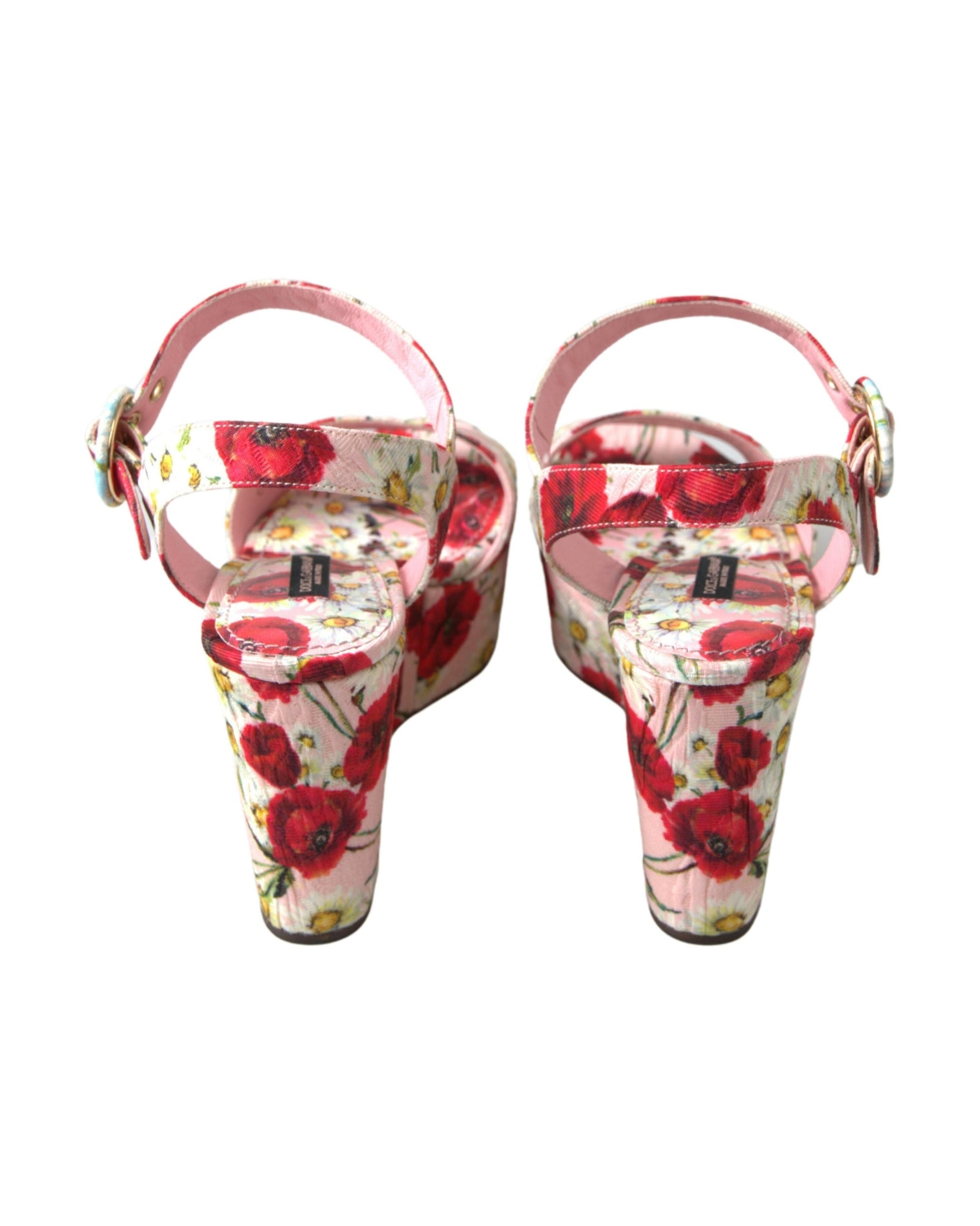 Dolce & Gabbana Multicolor Floral Print Wedges Ankle Strap Sandals Glam Steals