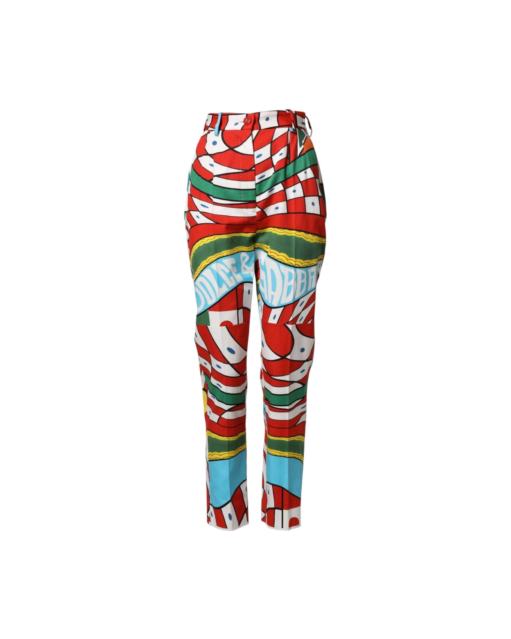 Dolce & Gabbana Multicolor Geometric Pattern Straight Pant Chinos