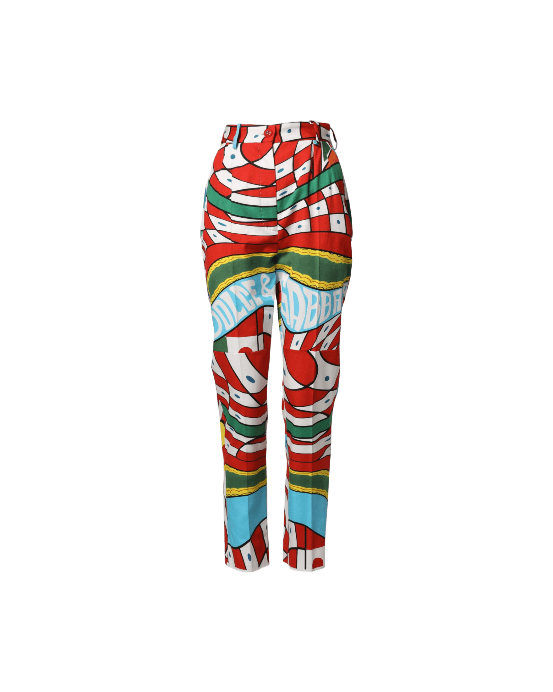 Dolce & Gabbana Multicolor Geometric Pattern Straight Pant Glam Steals