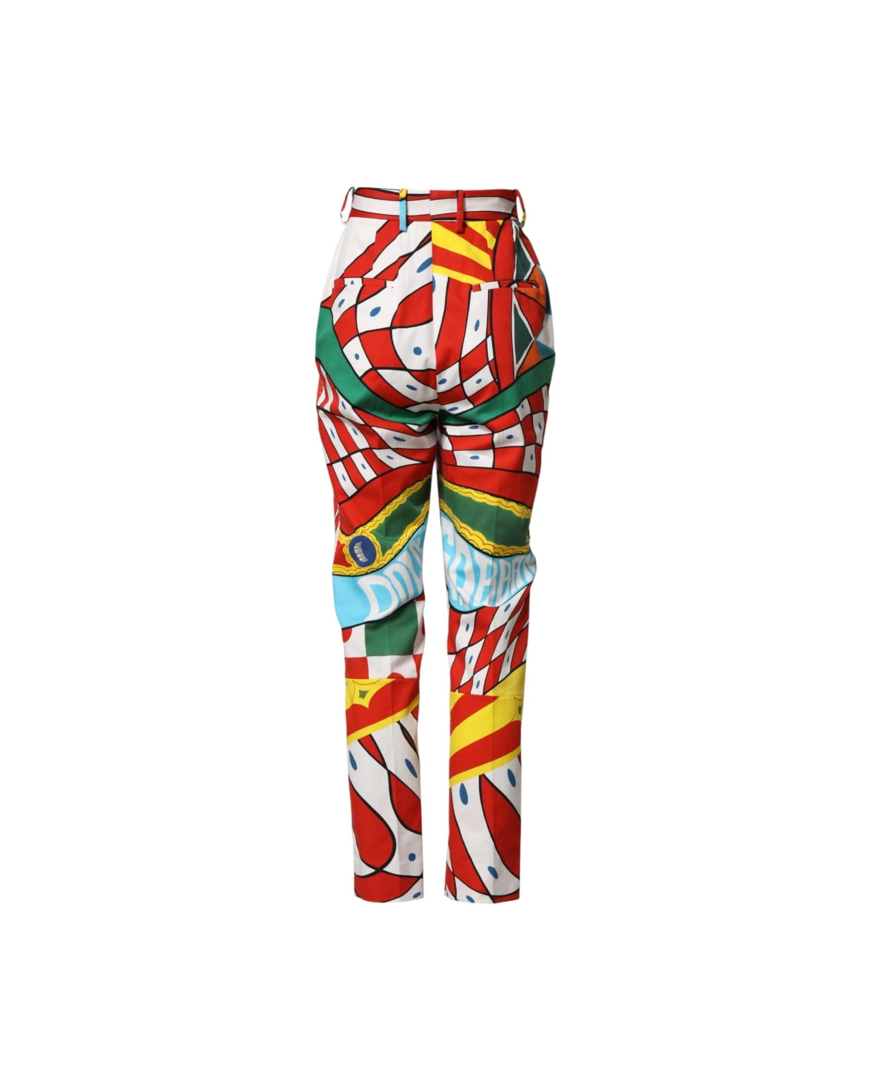 Dolce & Gabbana Multicolor Geometric Pattern Straight Pant Chinos