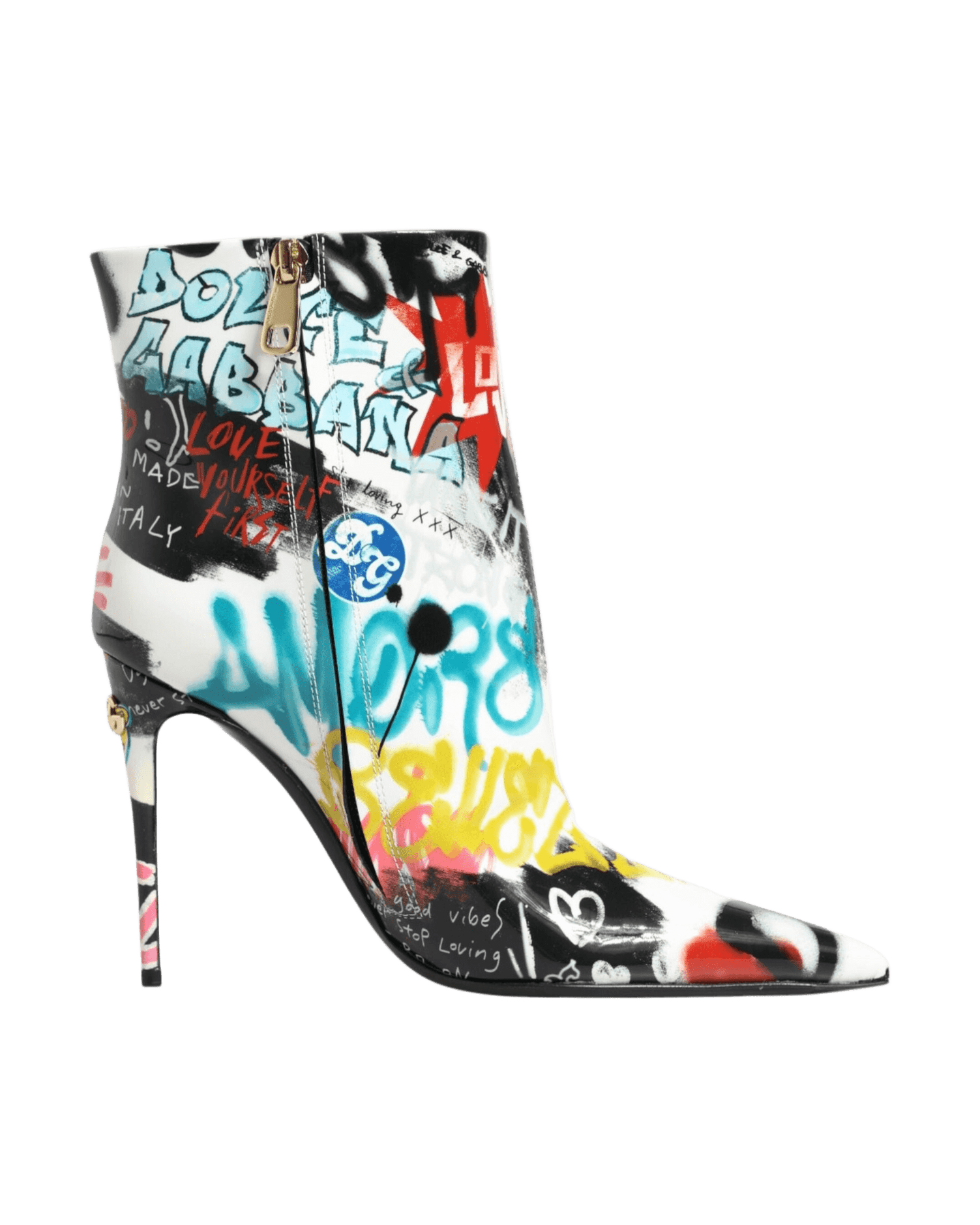 Dolce & Gabbana Multicolor Graffiti Keira Mid Calf Boots Shoes Boots