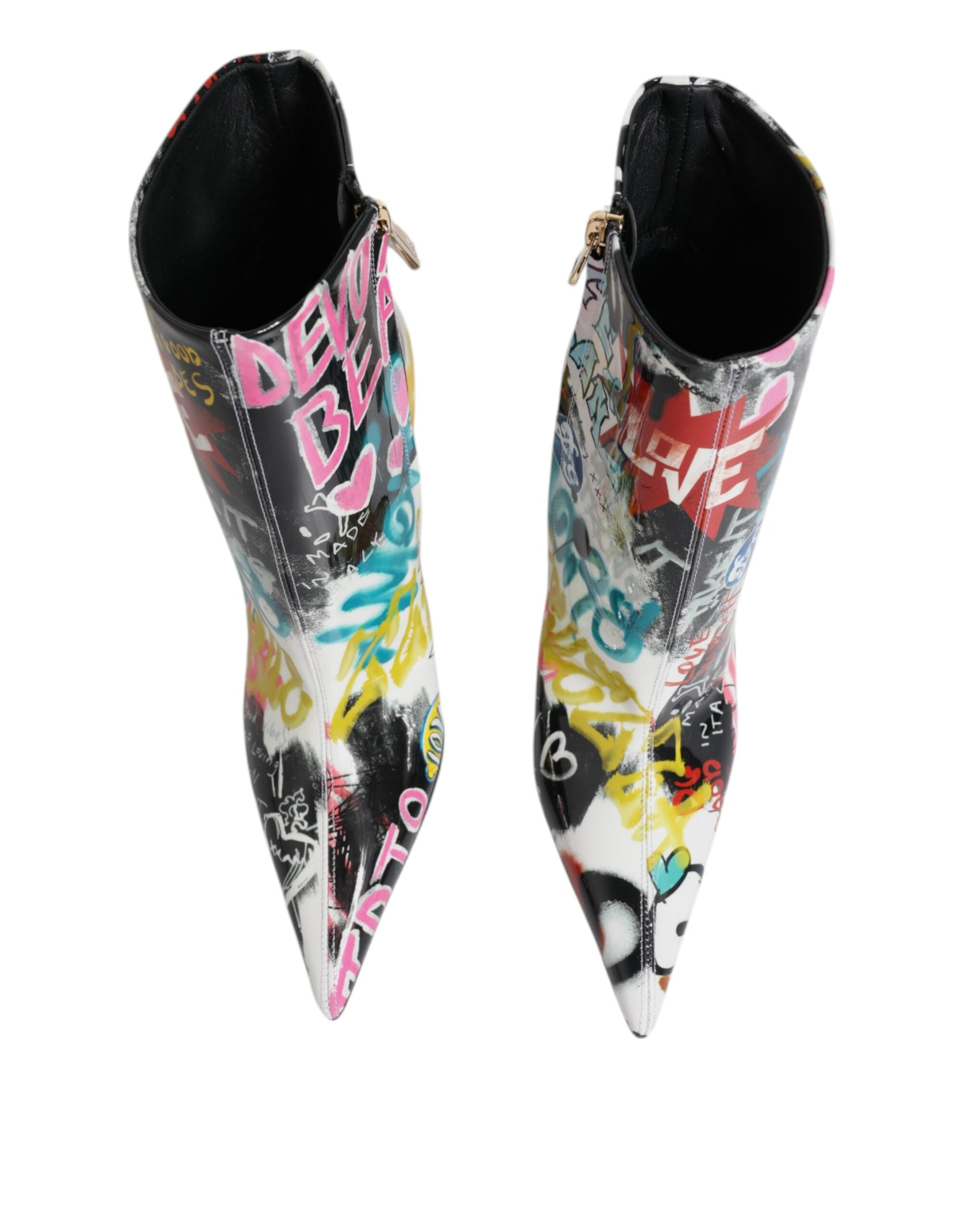 Dolce & Gabbana Multicolor Graffiti Keira Mid Calf Boots Shoes Glam Steals