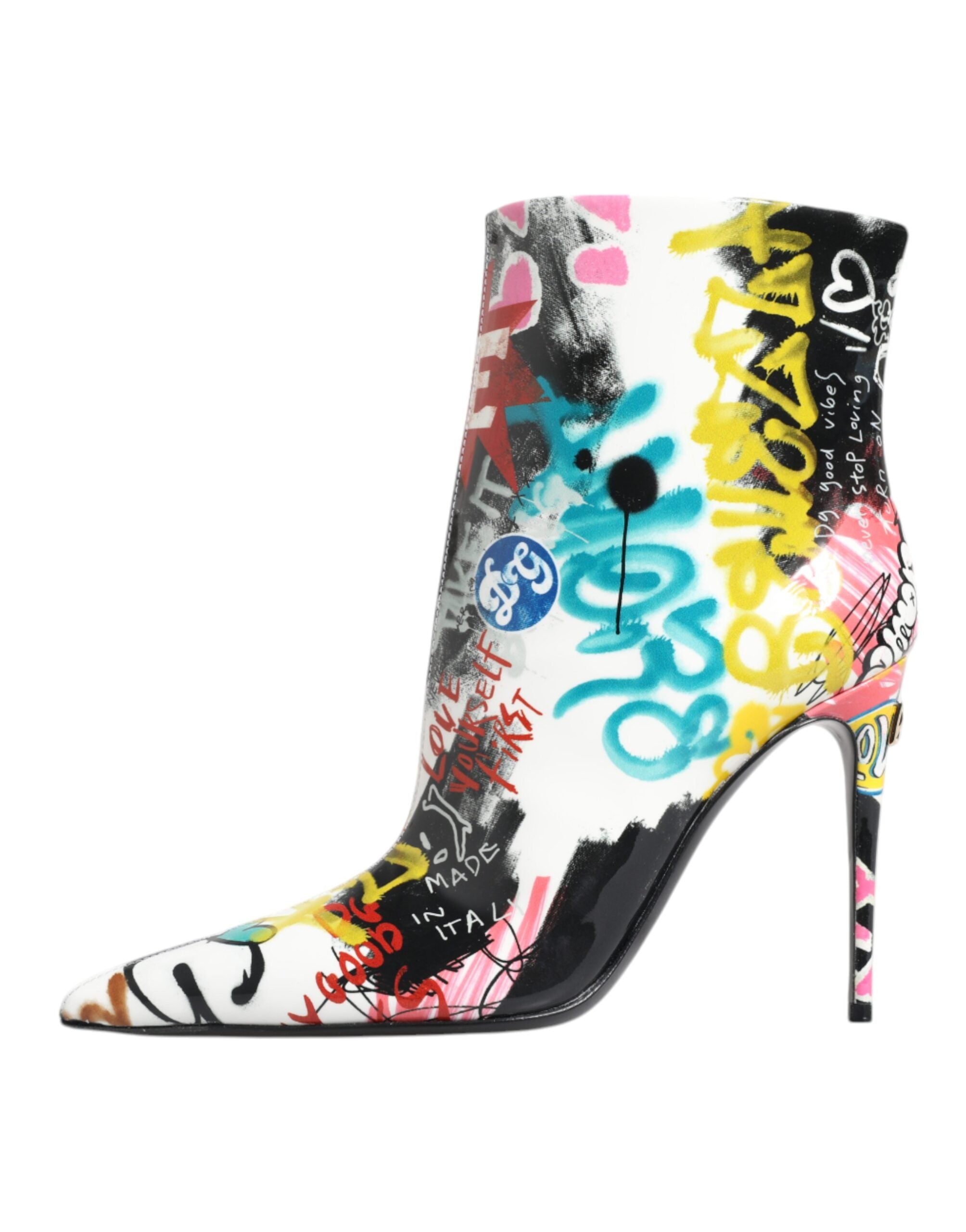 Dolce & Gabbana Multicolor Graffiti Keira Mid Calf Boots Shoes Glam Steals