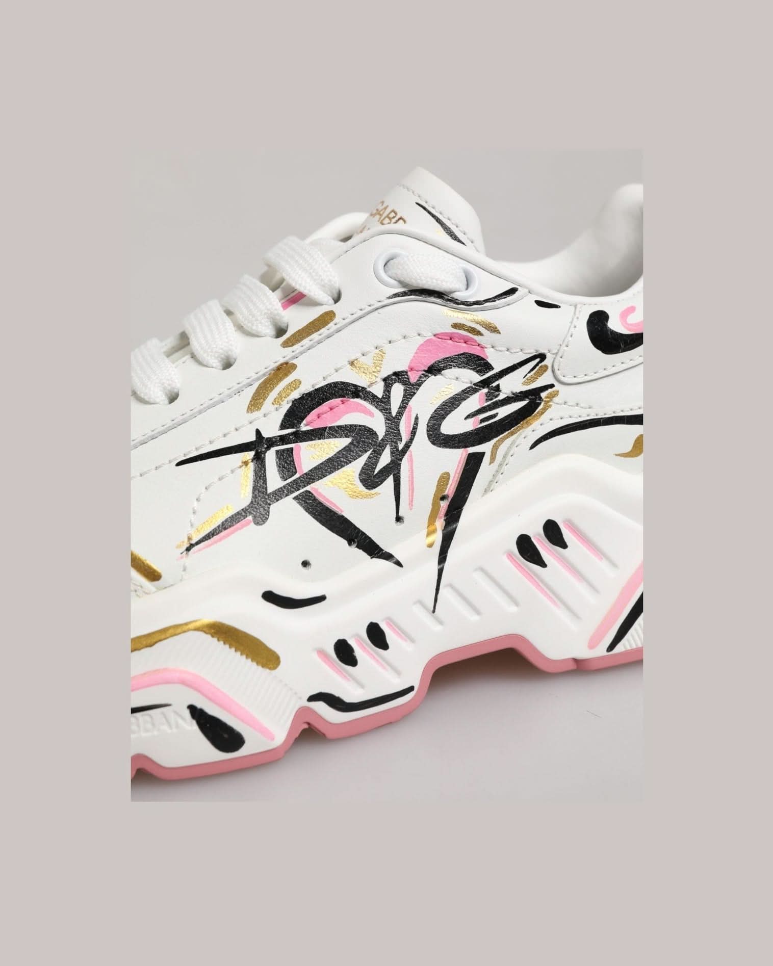Dolce & Gabbana Multicolor Hand Painted Daymaster Sneaker Shoes Sneakers