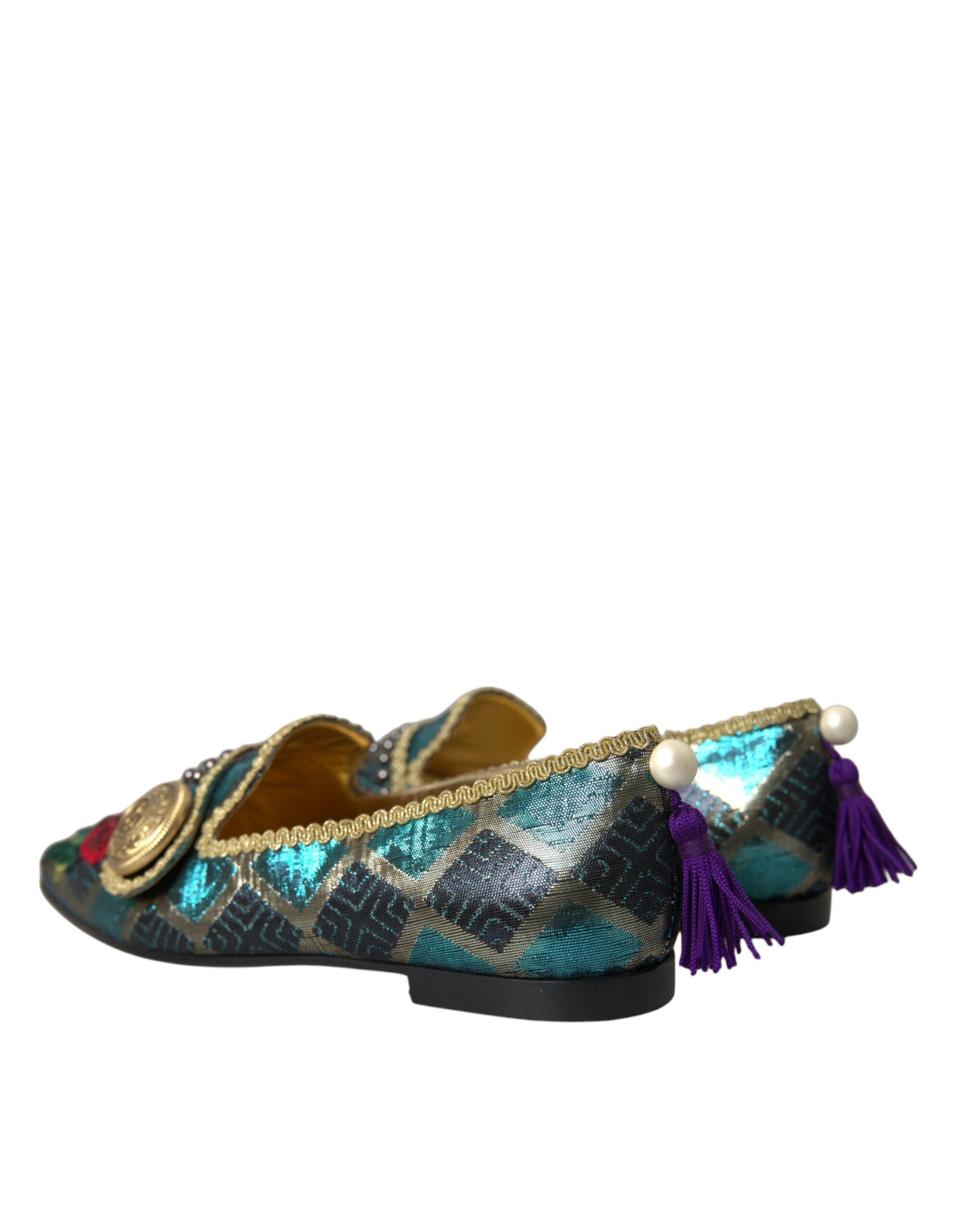 Dolce & Gabbana Multicolor Jacquard Embellished Loafers Shoes Glam Steals