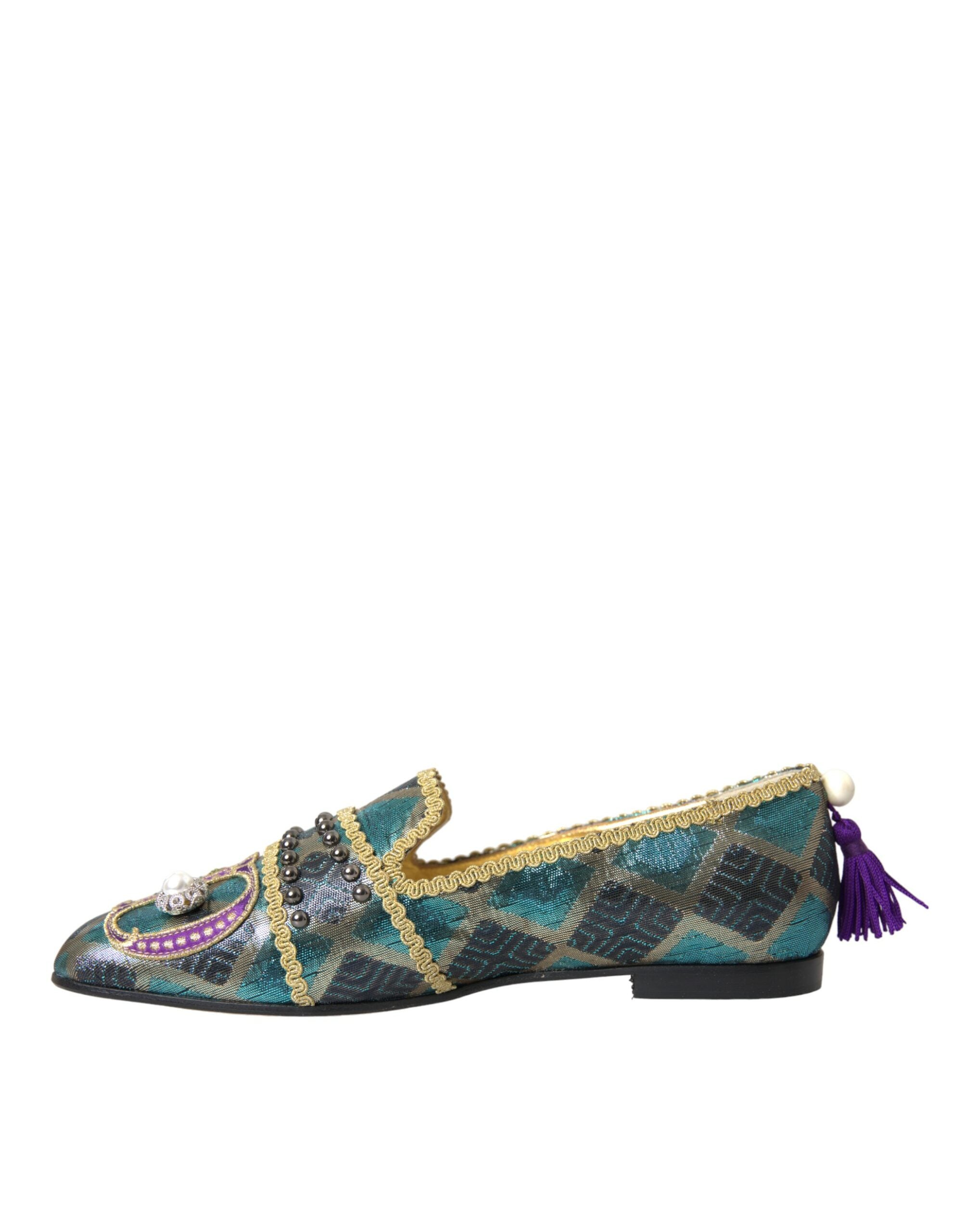 Dolce & Gabbana Multicolor Jacquard Embellished Loafers Shoes Glam Steals