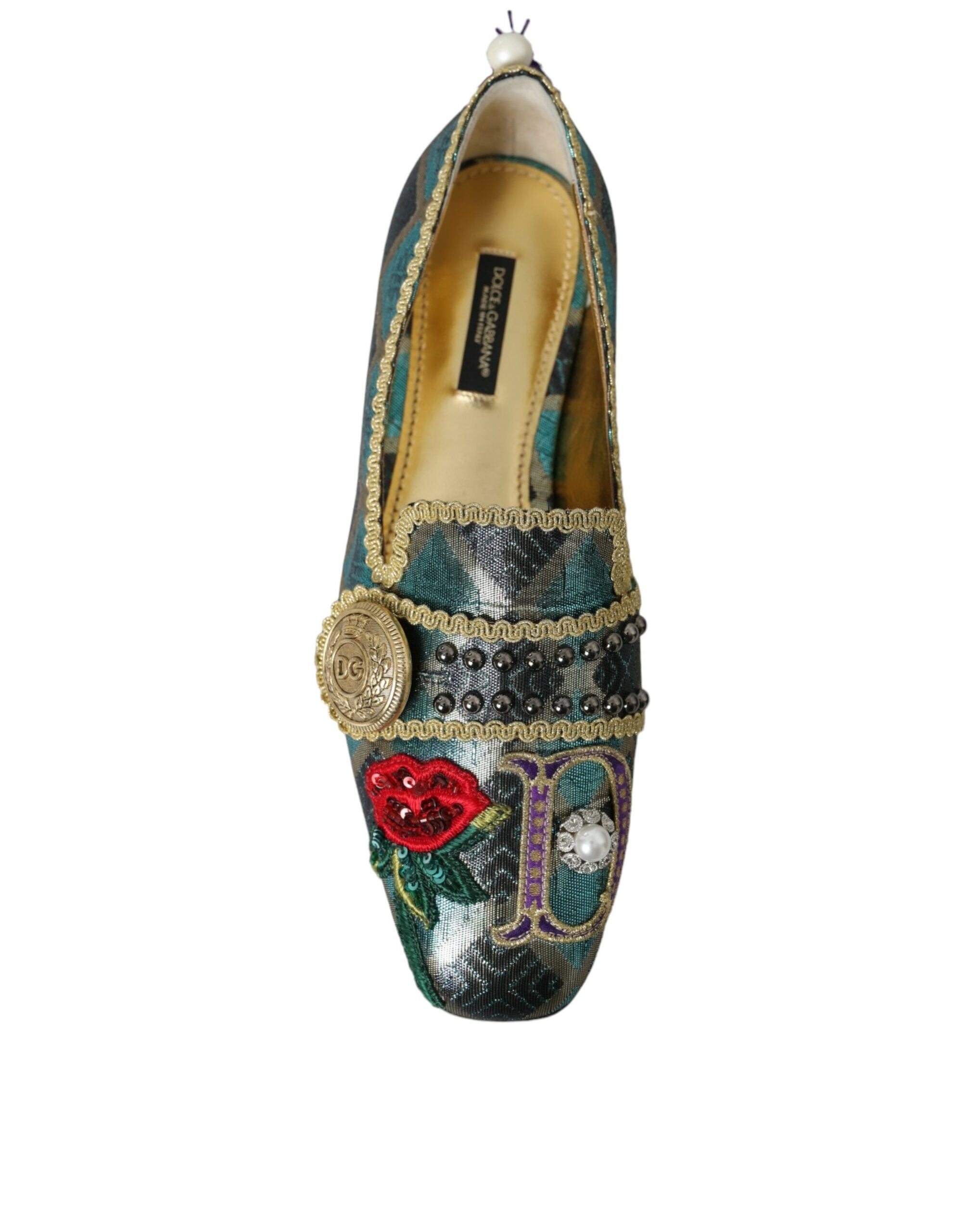 Dolce & Gabbana Multicolor Jacquard Embellished Loafers Shoes Glam Steals