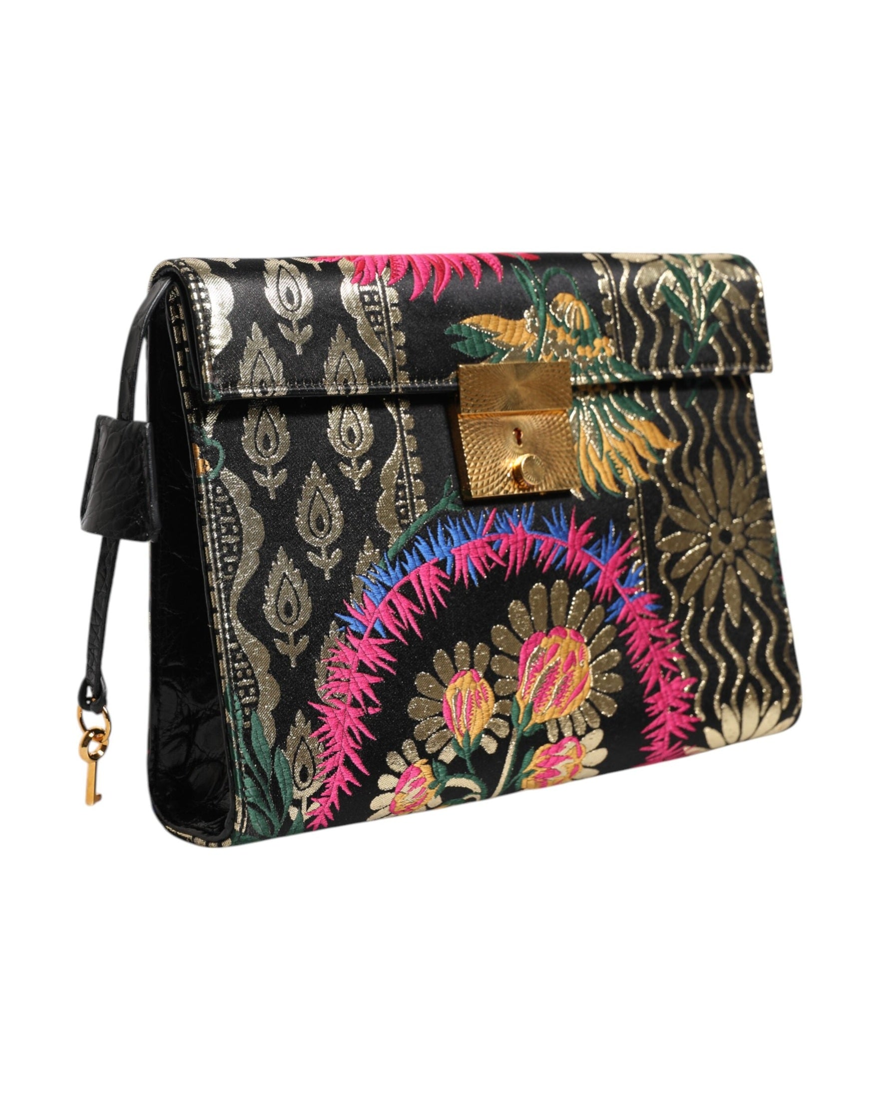 Dolce & Gabbana Multicolor Jacquard Floral Document Briefcase Bag Glam Steals