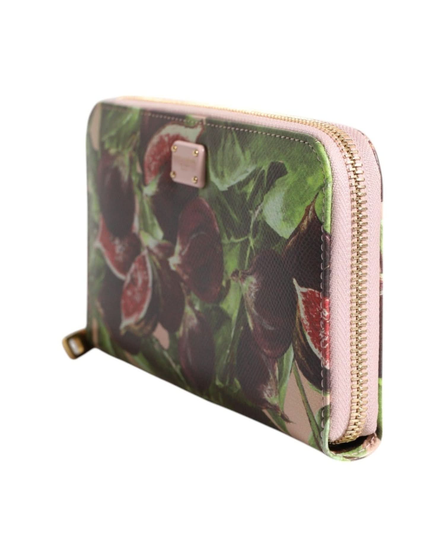 Dolce & Gabbana Multicolor Leather Fig Fruit Dauphine Zip Around Continental Wallet Wallets