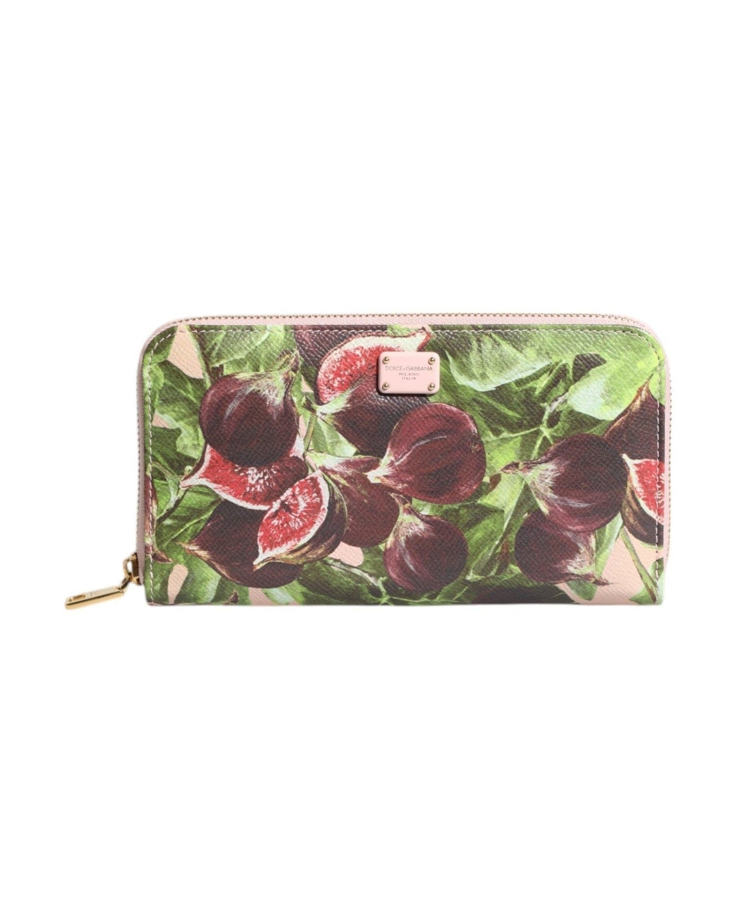 Dolce & Gabbana Multicolor Leather Fig Fruit Dauphine Zip Around Continental Wallet Wallets