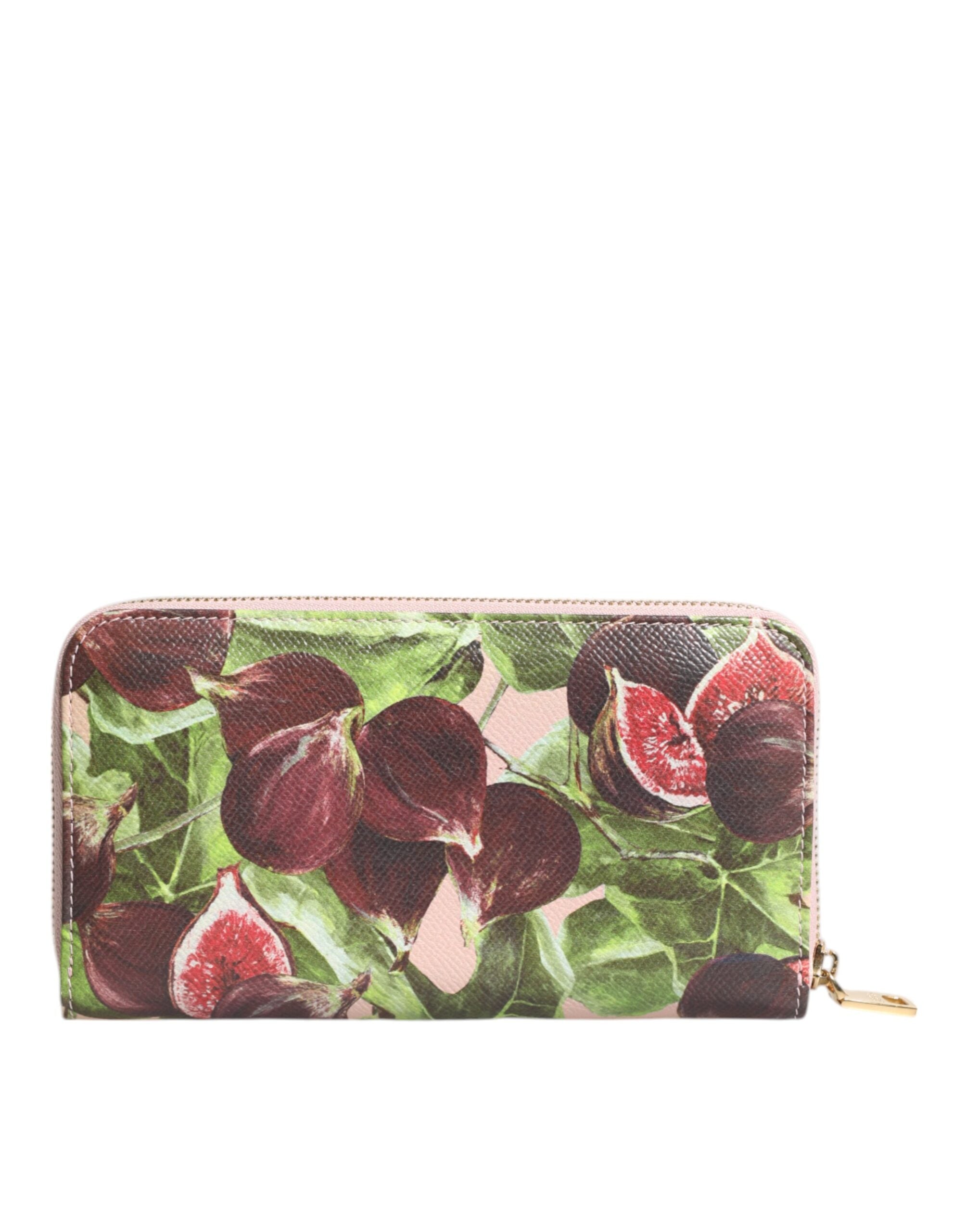 Dolce & Gabbana Multicolor Leather Fig Fruit Dauphine Zip Around Continental Wallet Glam Steals